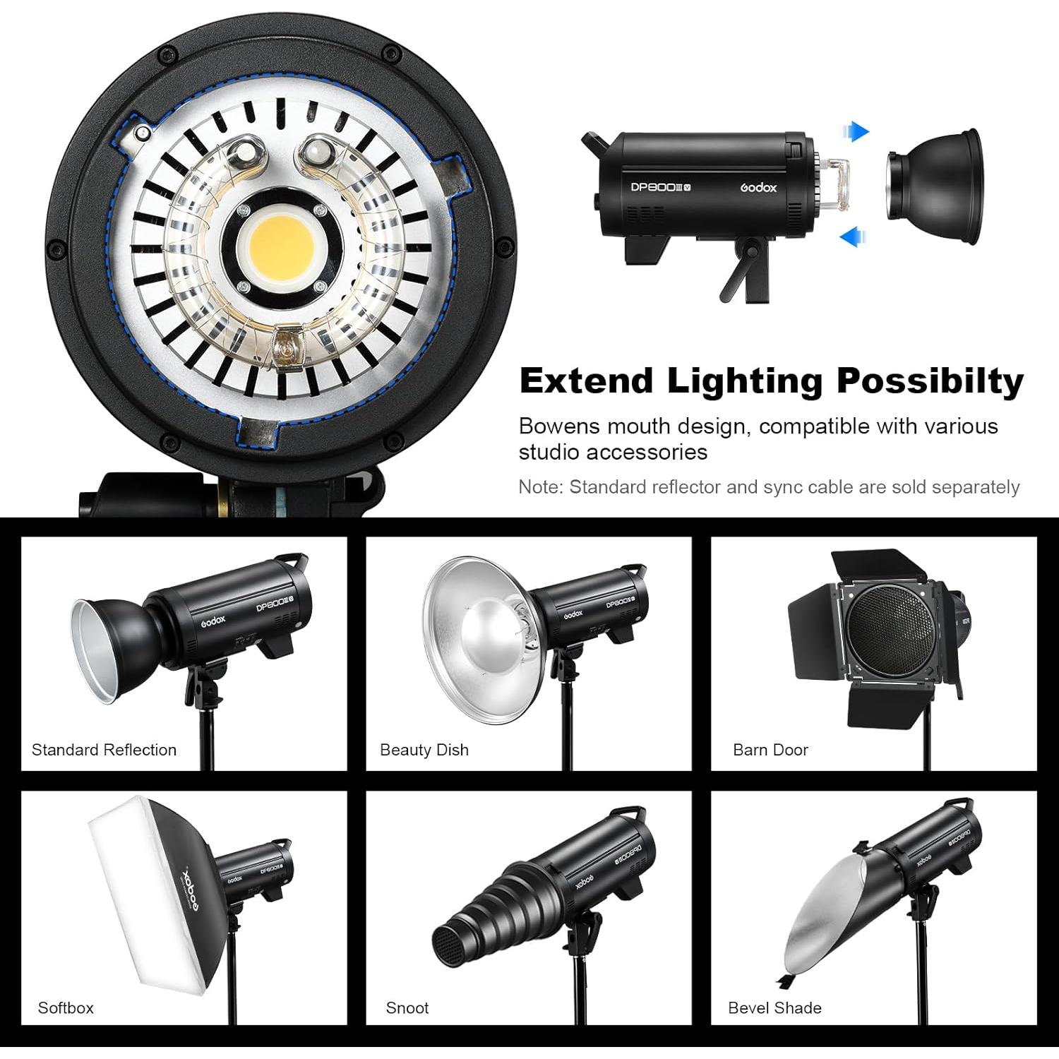 Flash de Estudio Godox DP800III-V 800Ws GN126 Inalámbrico