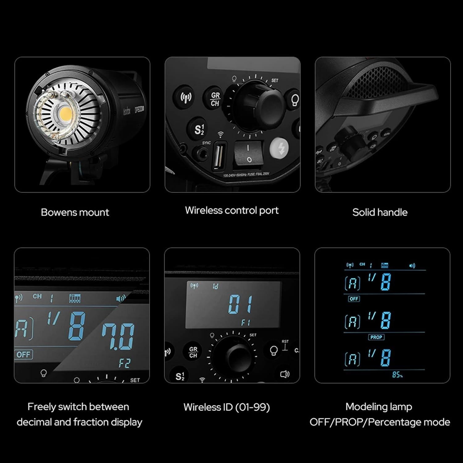 Flash Estudio Godox DP400III-V 400Ws con LED 30W y 2.4G