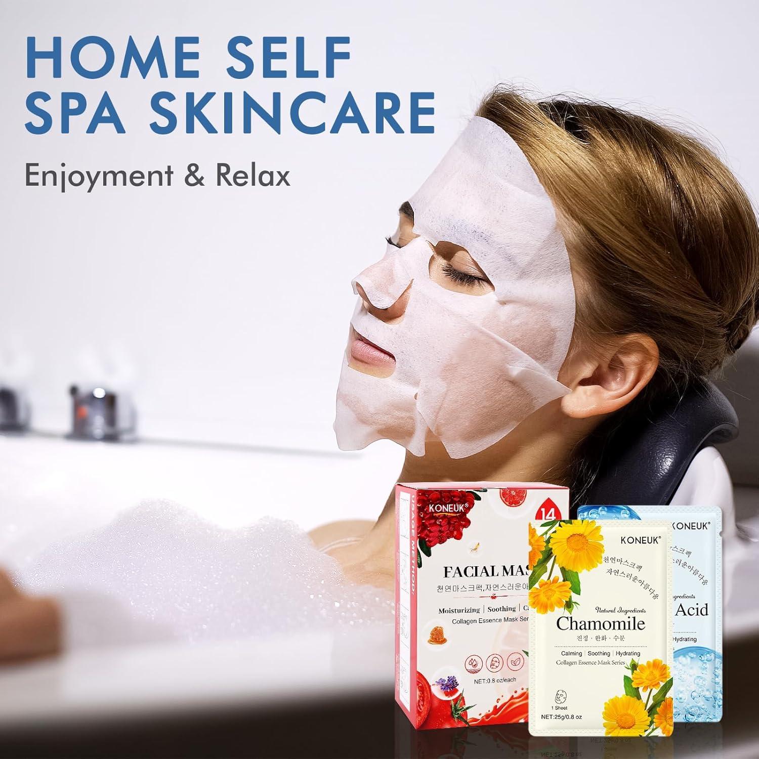 Set de 14 Mascarillas Faciales Hidratantes para Piel