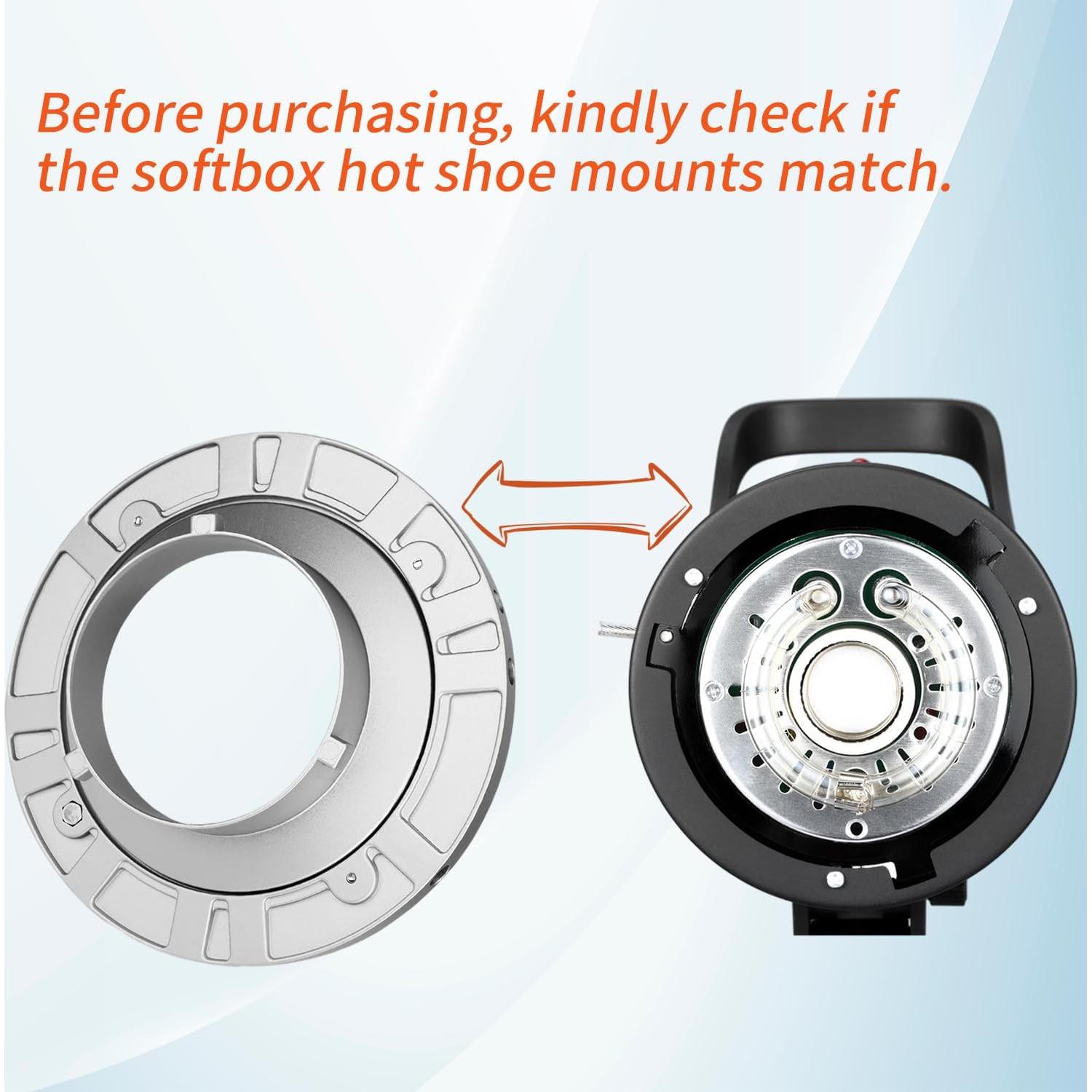 Adaptador de Anillo de Velocidad Kanfouaela 19 cm para Softbox