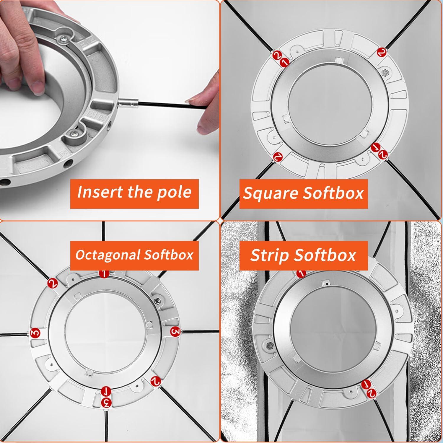 Adaptador de Anillo de Velocidad Kanfouaela 19 cm para Softbox