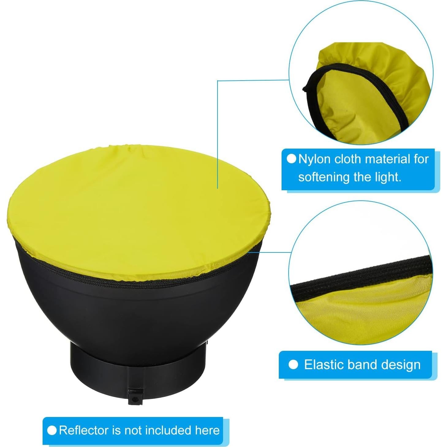 PATIKIL 7" 18cm Soft Diffuser Lamp Cover, 4 Pack Cloth Diffuser Strobe Reflector Lamp Sock for Flash Light Beauty Dish Photography Studio, Yellow