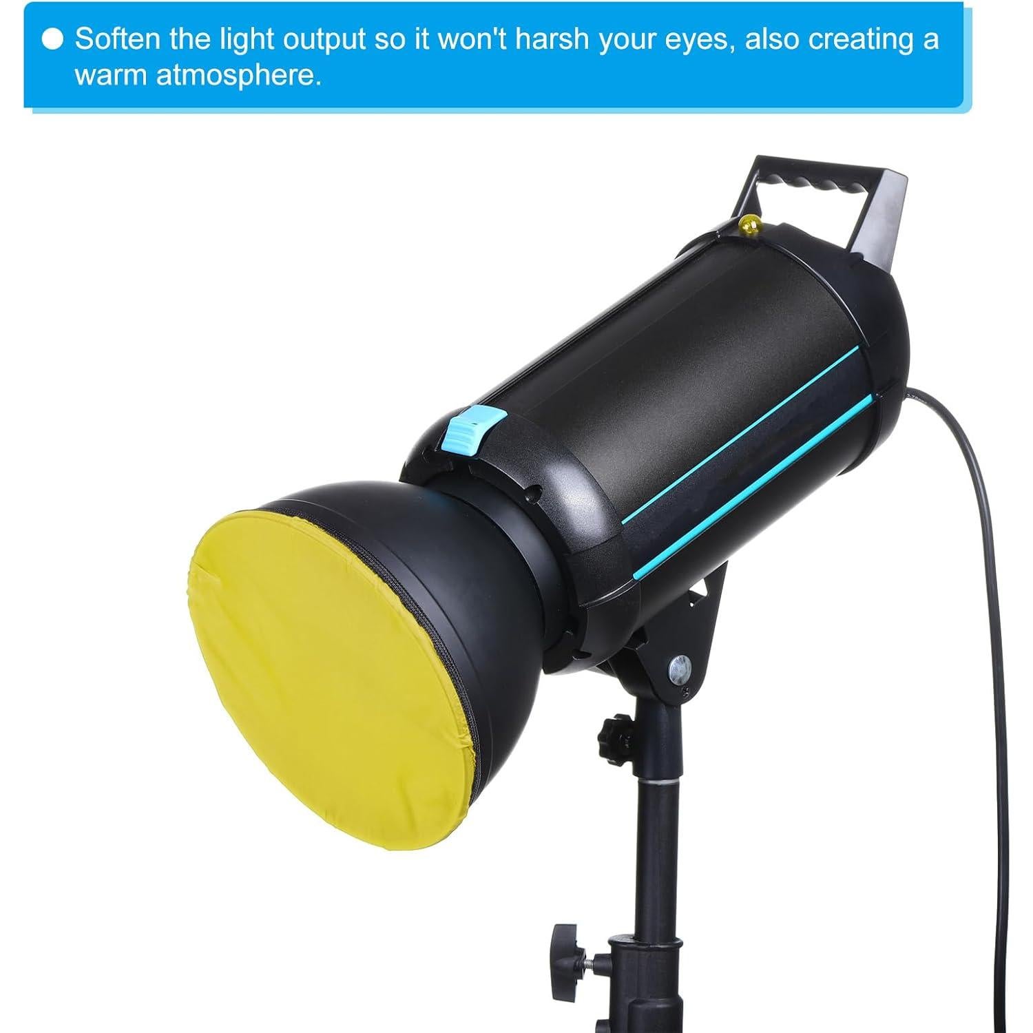 PATIKIL 7" 18cm Soft Diffuser Lamp Cover, 4 Pack Cloth Diffuser Strobe Reflector Lamp Sock for Flash Light Beauty Dish Photography Studio, Yellow