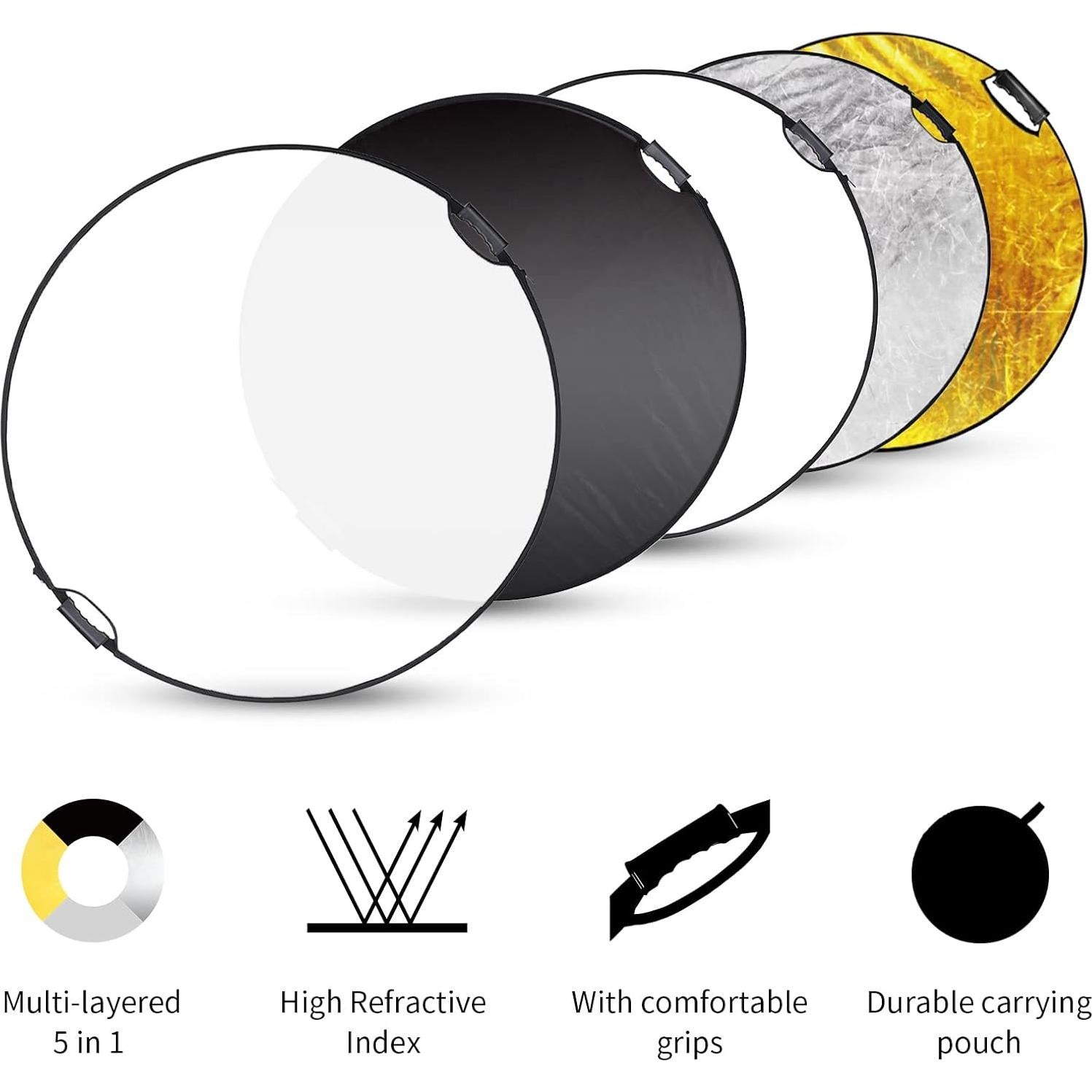 Reflector Fotográfico 32" Selens 5 en 1 Plegable con Funda