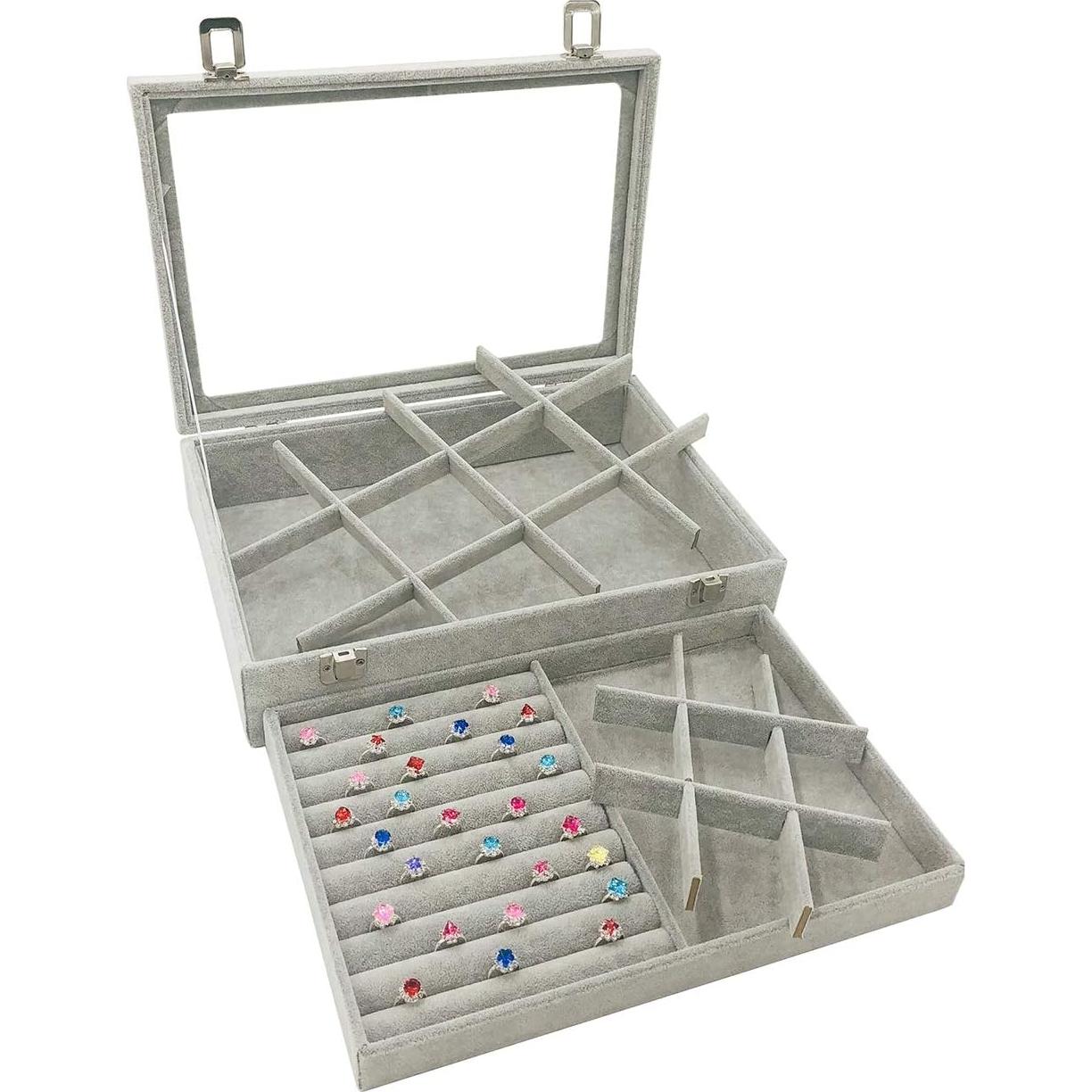 Organizador de Joyería Wudygirl 2 Capas Terciopelo Hielo