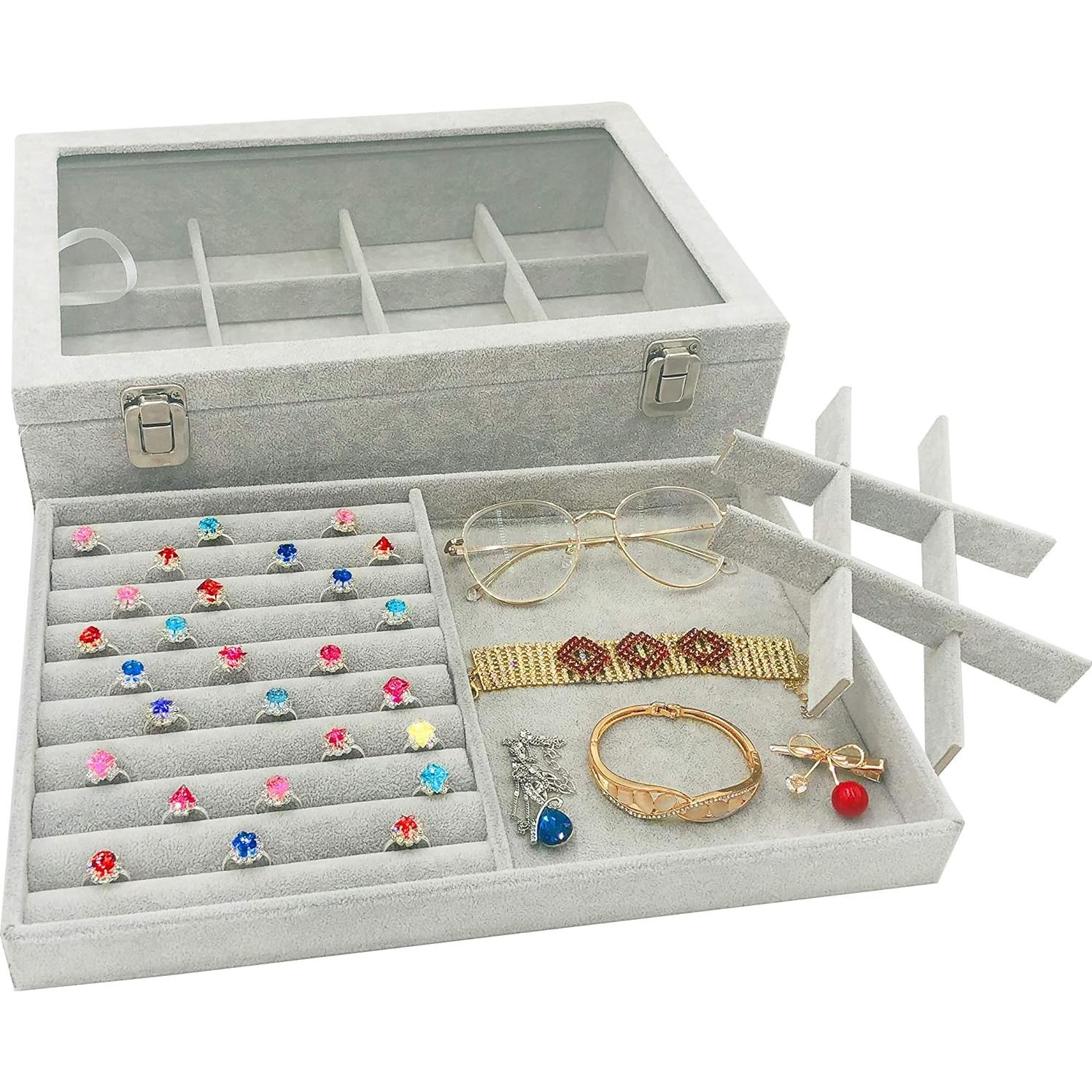 Organizador de Joyería Wudygirl 2 Capas Terciopelo Hielo