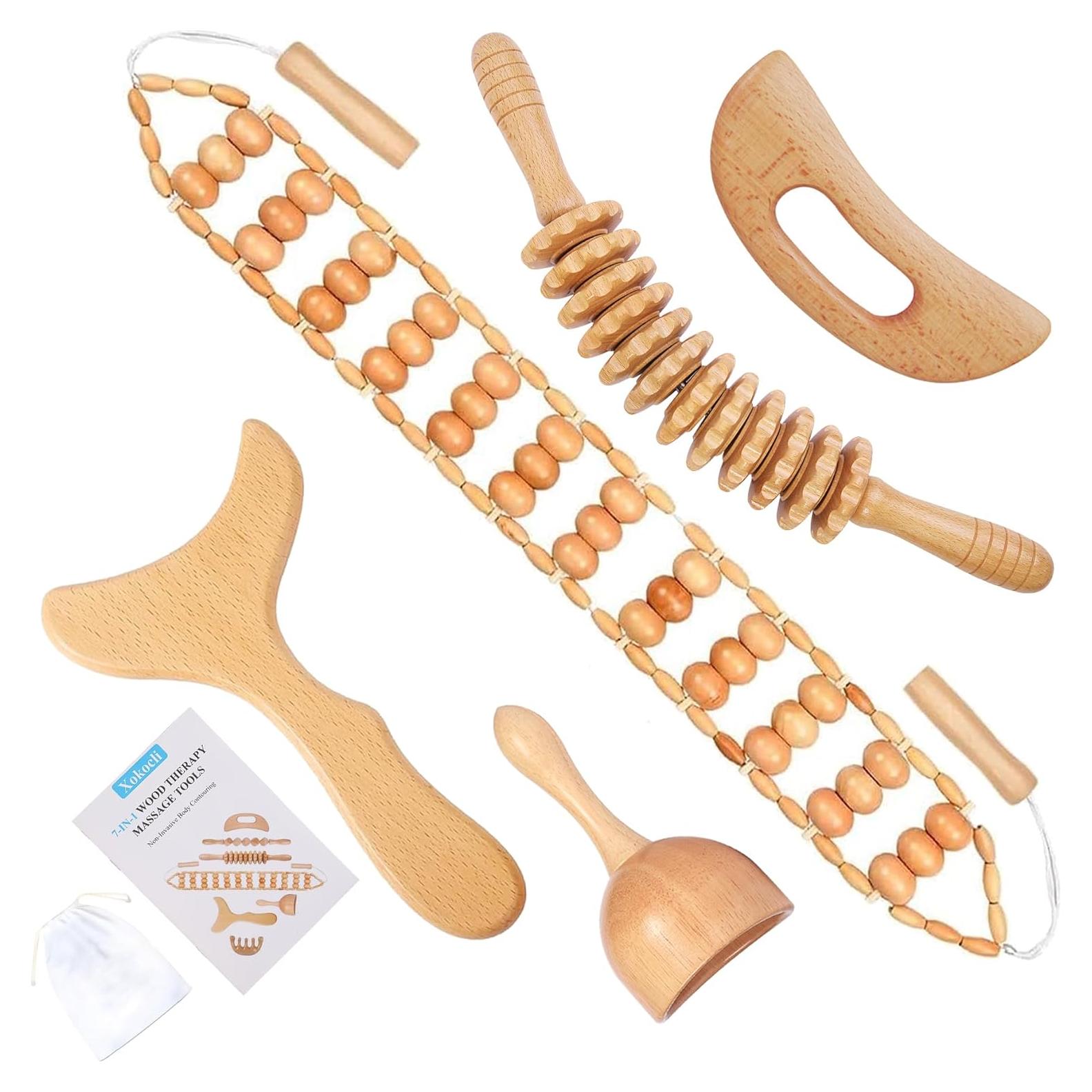 Kit de Masaje de Madera 5 en 1 Xokocli para Drenaje Linfático