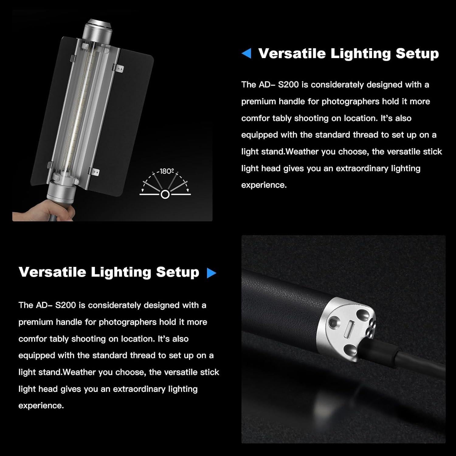 Godox AD-S200 Cabezal de Flash Portátil 360° para AD200/AD200Pro