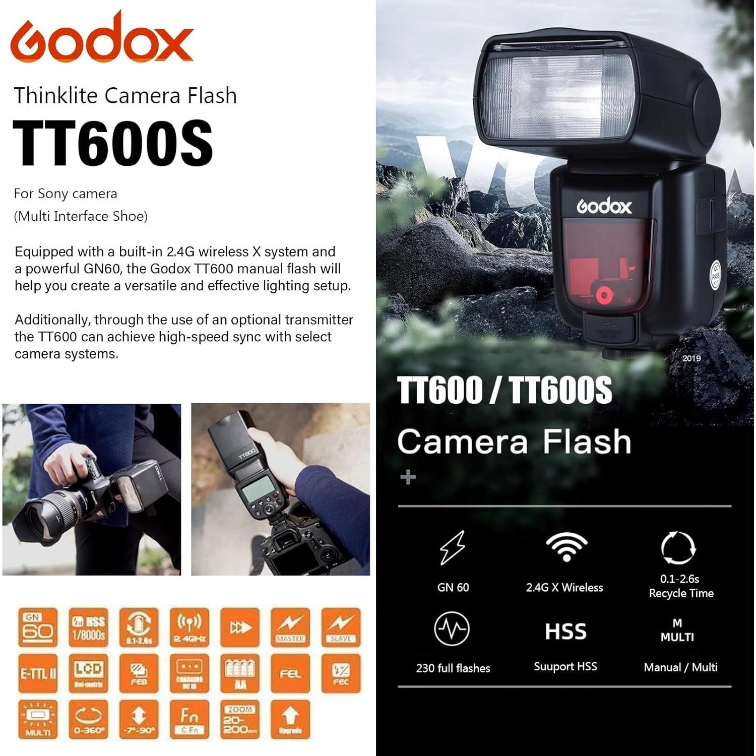 Flash Inalámbrico Godox TT600S para Cámara Sony GN60