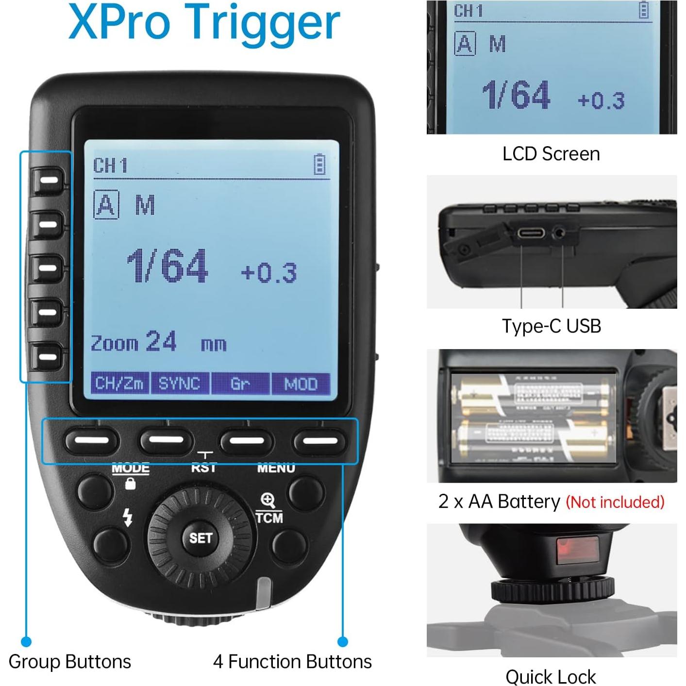 Godox Xpro-N Disparador Inalámbrico TTL para Nikon 220g