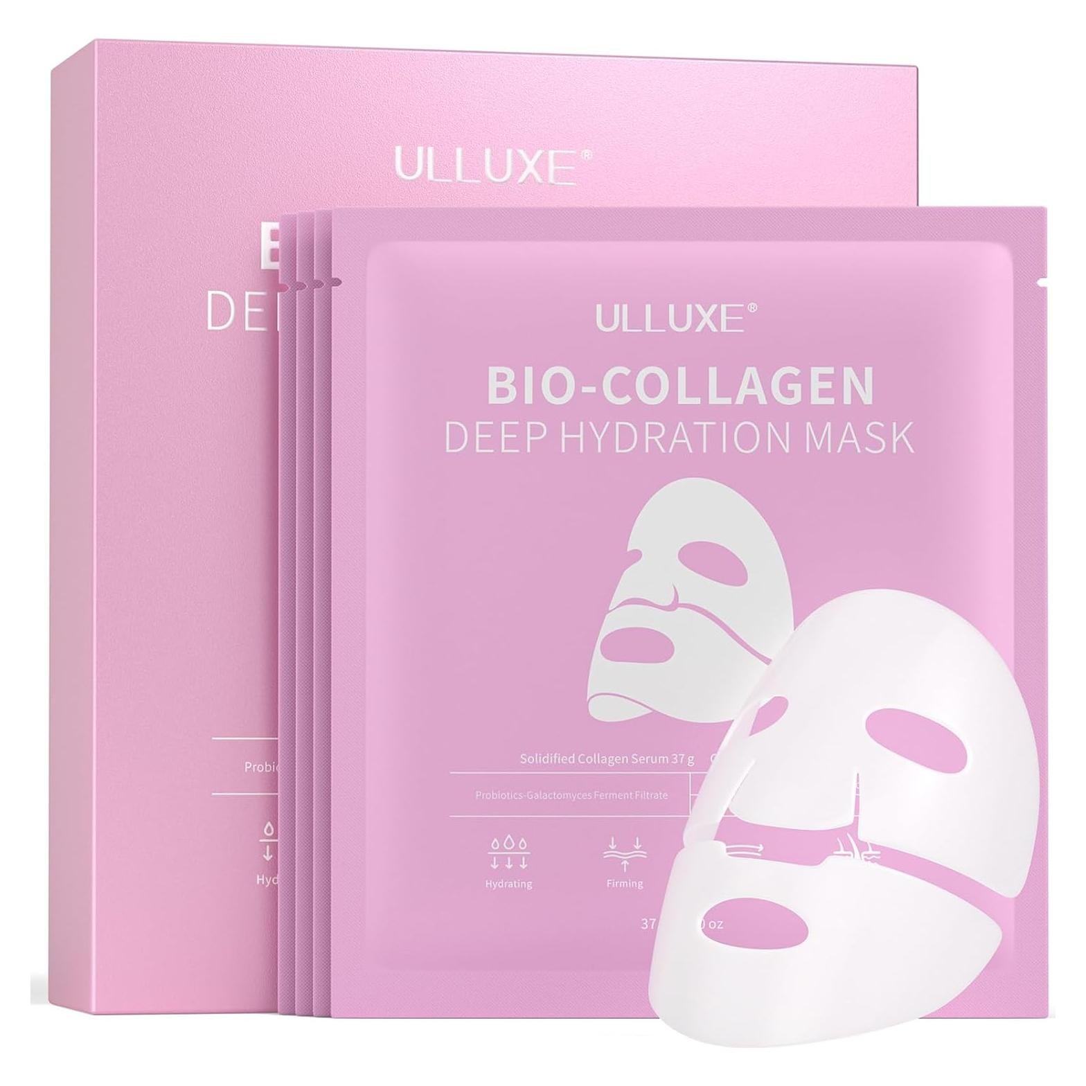 Mascarilla Facial ULLUXE de Colágeno Hidrogel Nocturna 4 Pzas