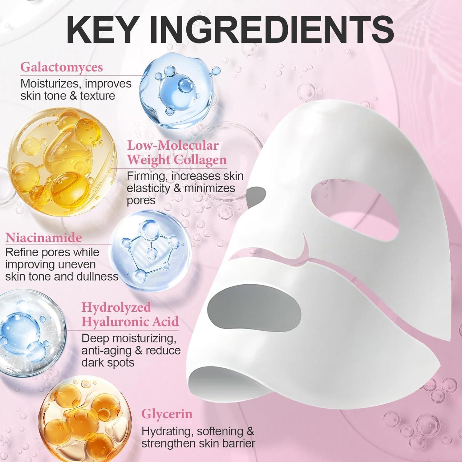 Mascarilla Facial ULLUXE de Colágeno Hidrogel Nocturna 4 Pzas