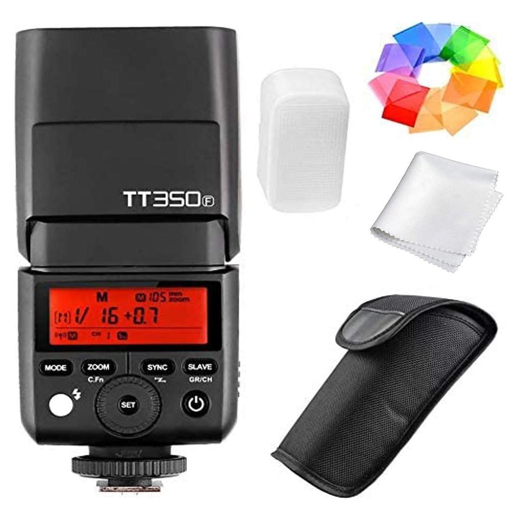 Flash Godox TT350F TTL GN36 para Cámaras Fuji con Accesorios