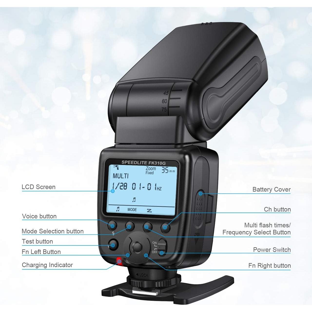 Flash Speedlite Powerextra FK310G Inalámbrico 2.4G para DSLR