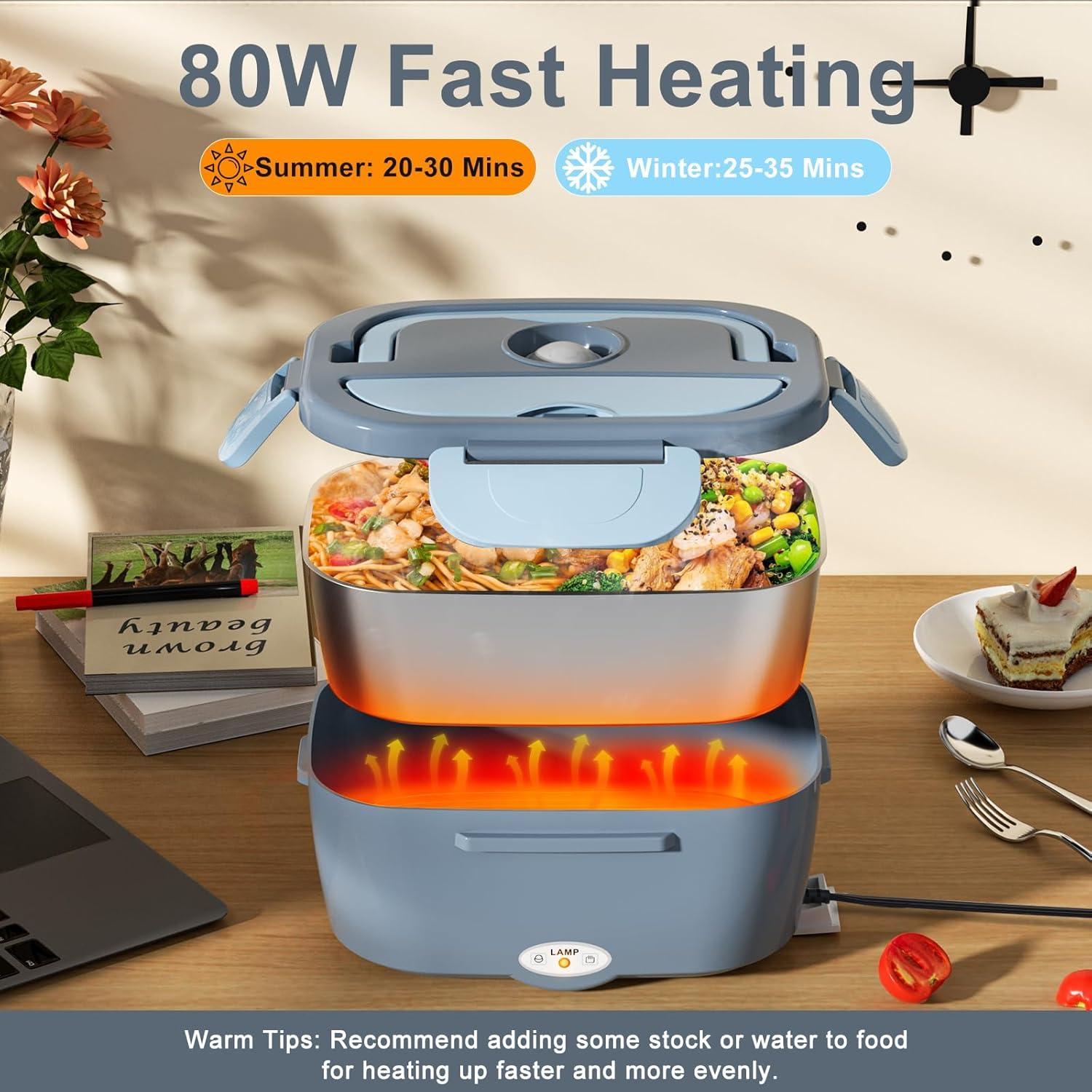 Caja de Almuerzo Eléctrica Akhia 1.5L 80W 12V/24V/110V Azul