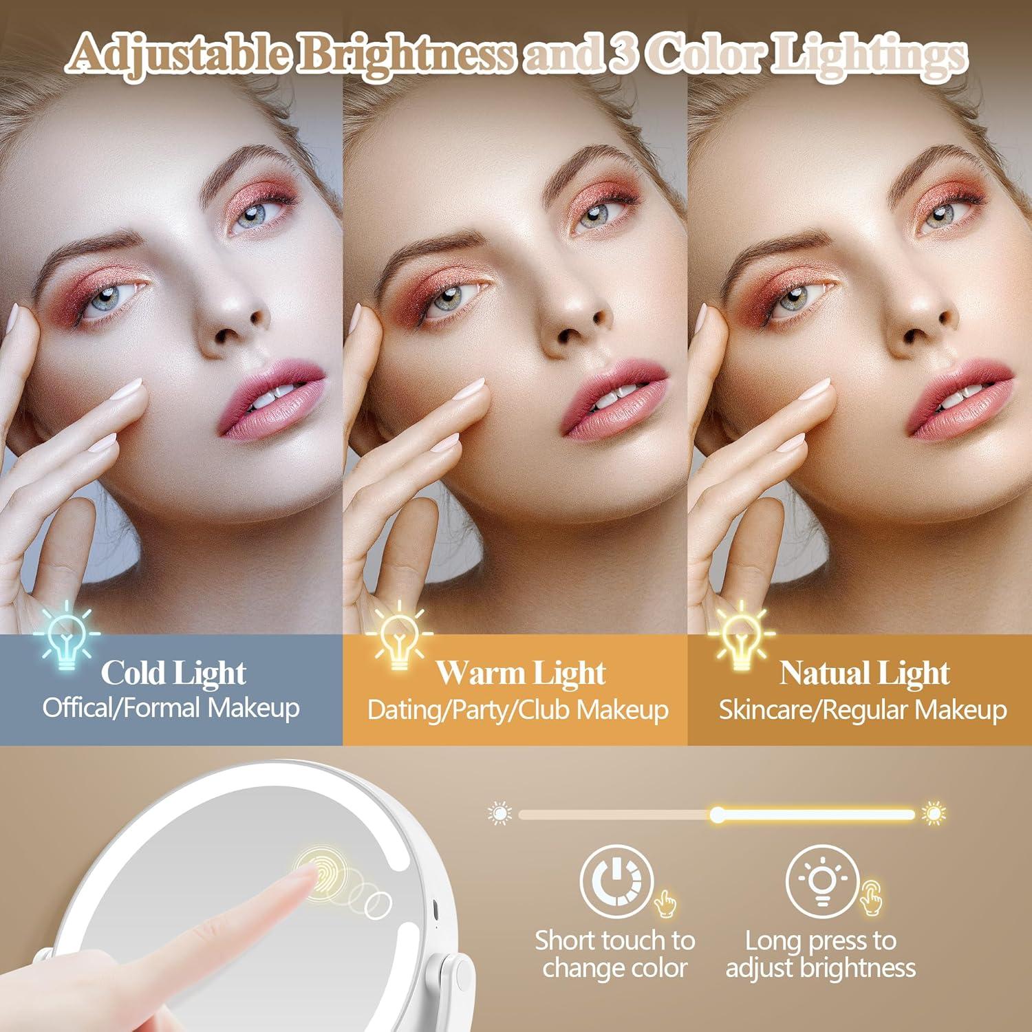 Espejo de Maquillaje MOMOKUBA 30x22cm Doble Cara con Luz