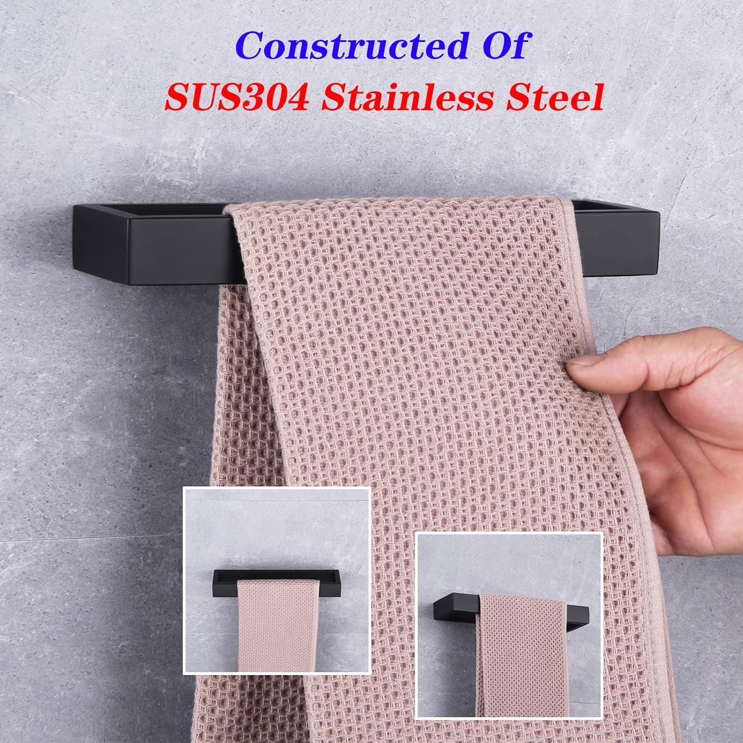 Soporte de Toalla GERZWY Acero Inoxidable Negro Moderno