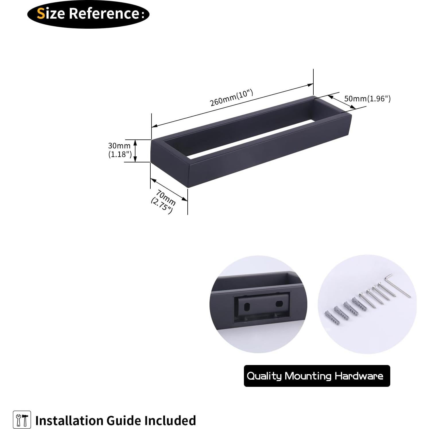 Soporte de Toalla GERZWY Acero Inoxidable Negro Moderno