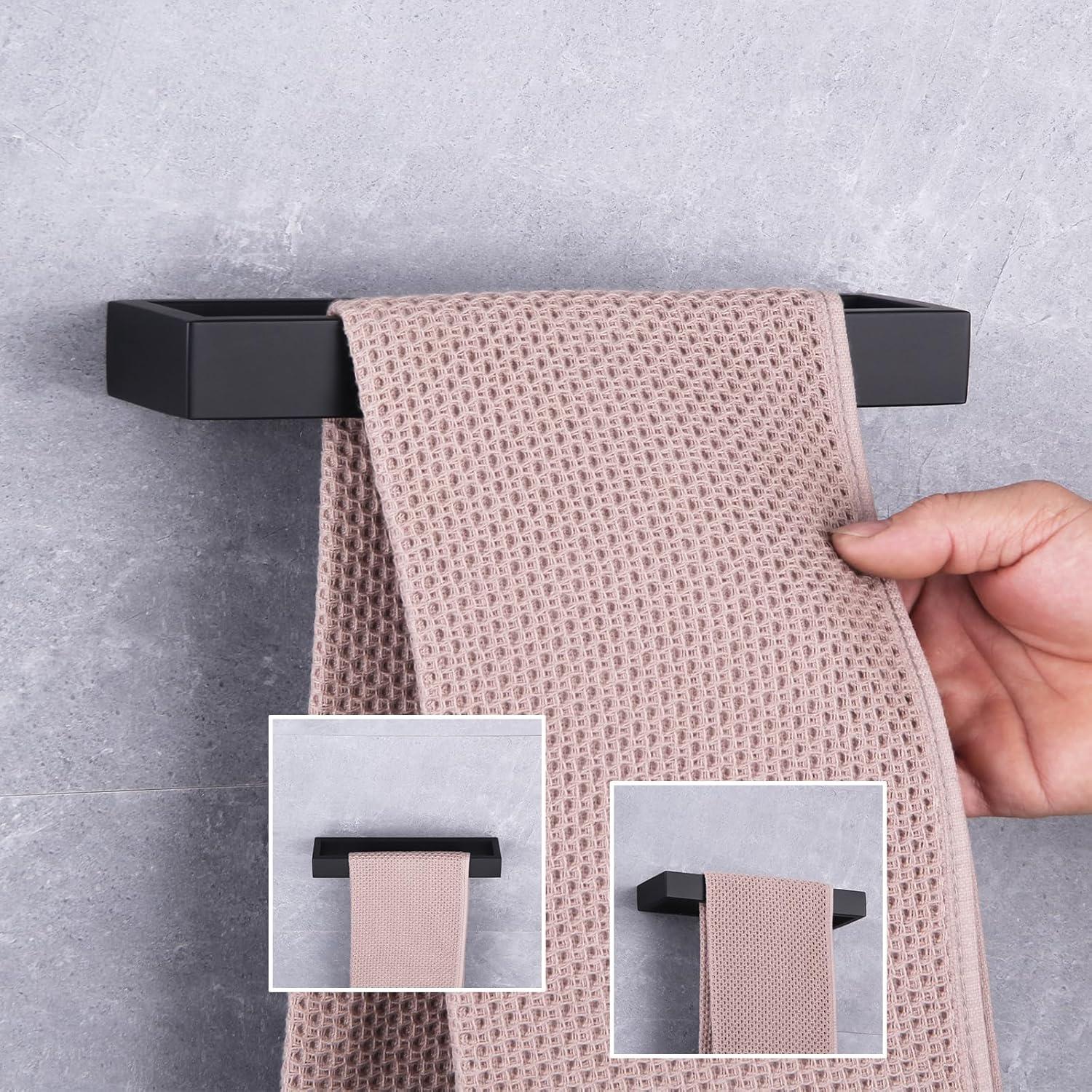 Soporte de Toalla GERZWY Acero Inoxidable Negro Moderno