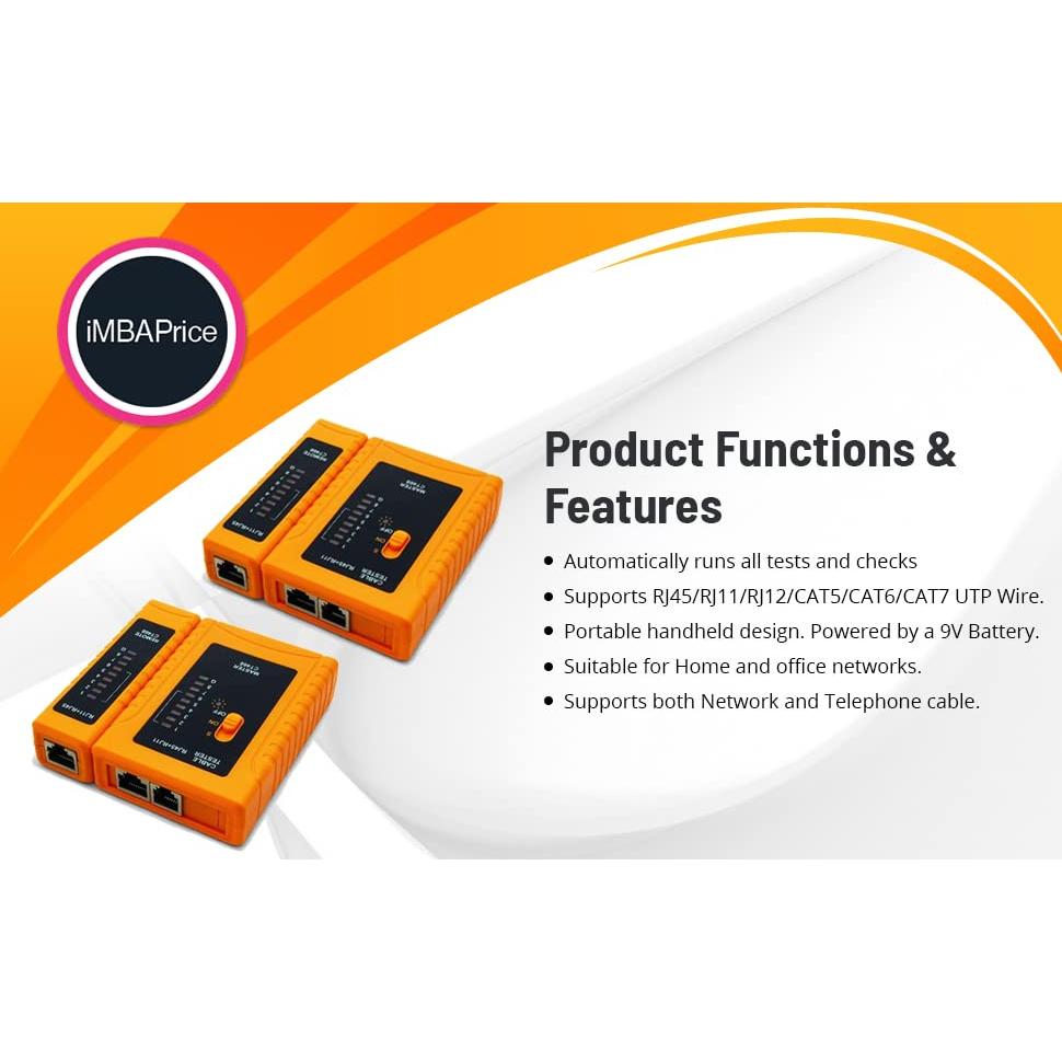 Probador de Cable de Red iMBAPrice RJ45/RJ11 - Herramienta UTP