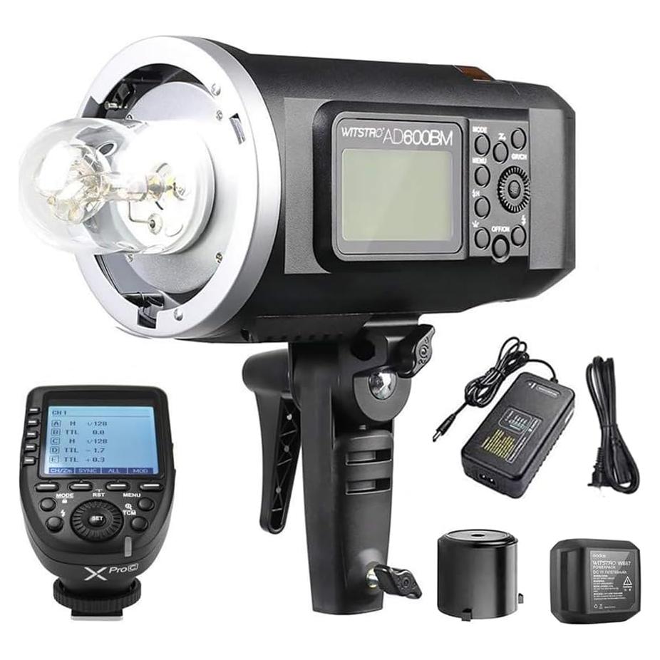 Godox AD600BM Bowens Mount 600Ws HSS GN87 Outdoor Flash Strobe Light with XPro-C Wireless Flash Trigger, 8700mAh Battery Pack to Provide 500 Full Power Flashes Compatible with Canon