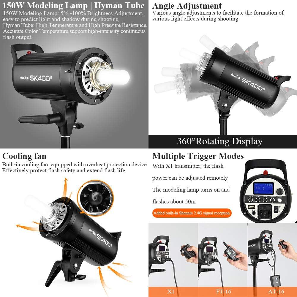 Flash Estroboscópico Godox SK400II 400W GN65 5600K para Estudio