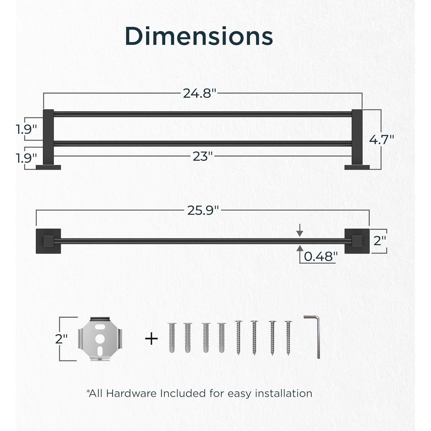 Soporte de toalla doble FORIOUS 60 cm acero inoxidable negro