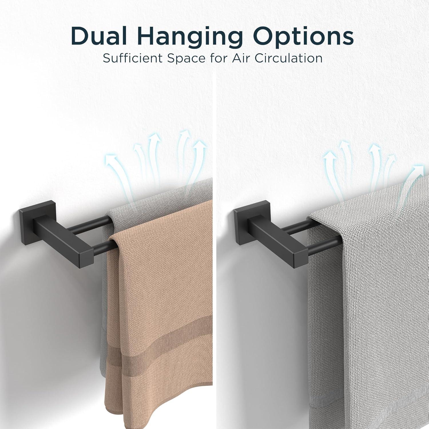 Soporte de toalla doble FORIOUS 60 cm acero inoxidable negro