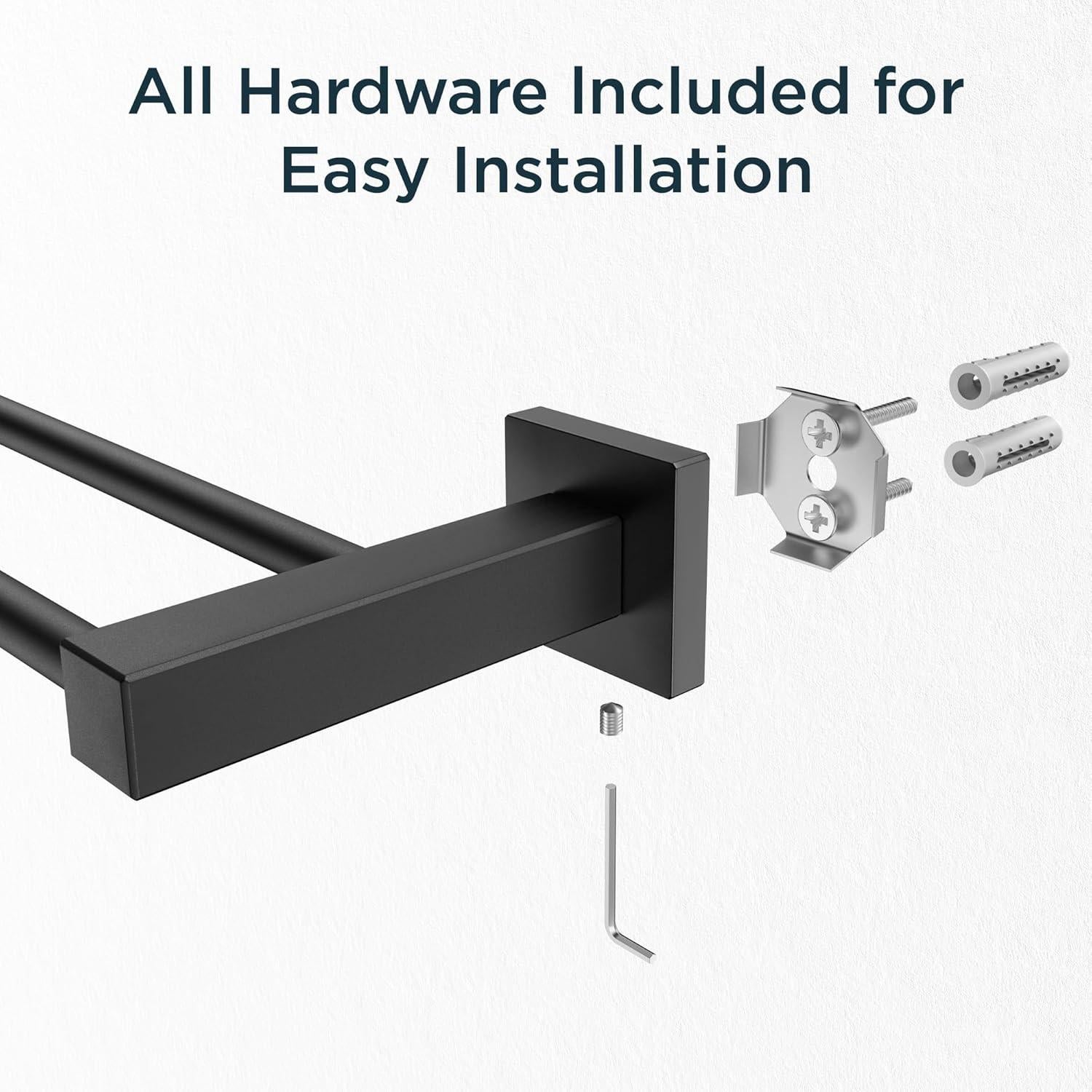 Soporte de toalla doble FORIOUS 60 cm acero inoxidable negro