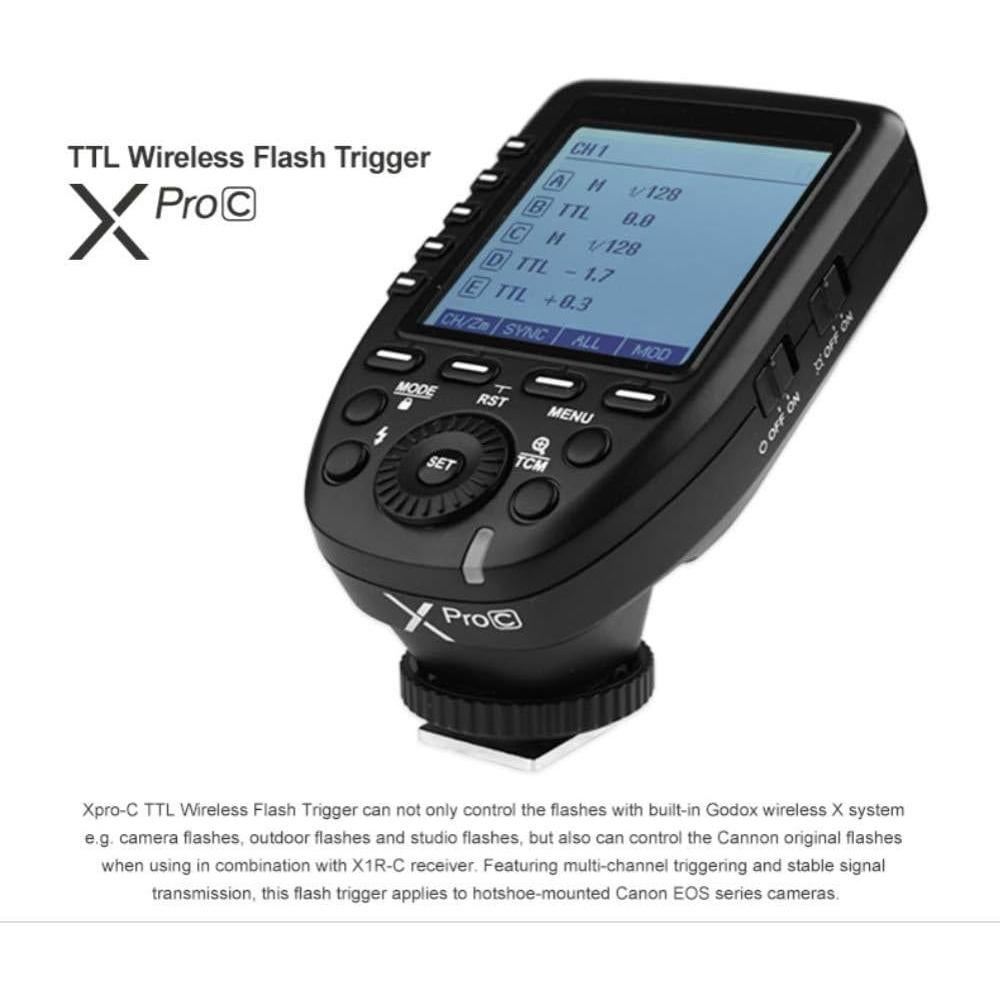 Godox XPro TTL Wireless Trigger,1/8000s High-Speed-Sync,5 Dedicated Group Bottons and 11 Customizable Functions (XPro-C Compatible with Canon)
