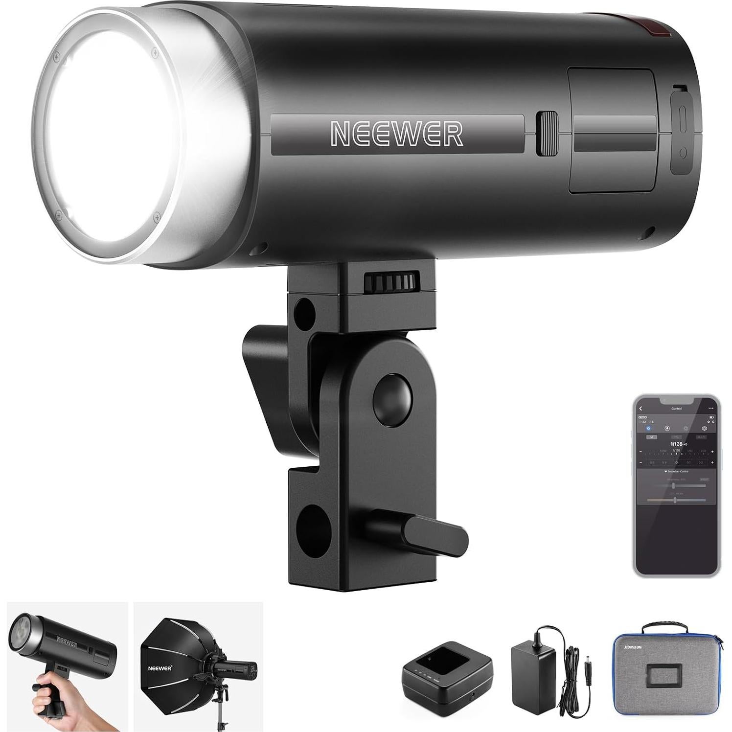 Flash Estudio NEEWER Q200 200Ws 2.4G TTL con Batería 3200mAh