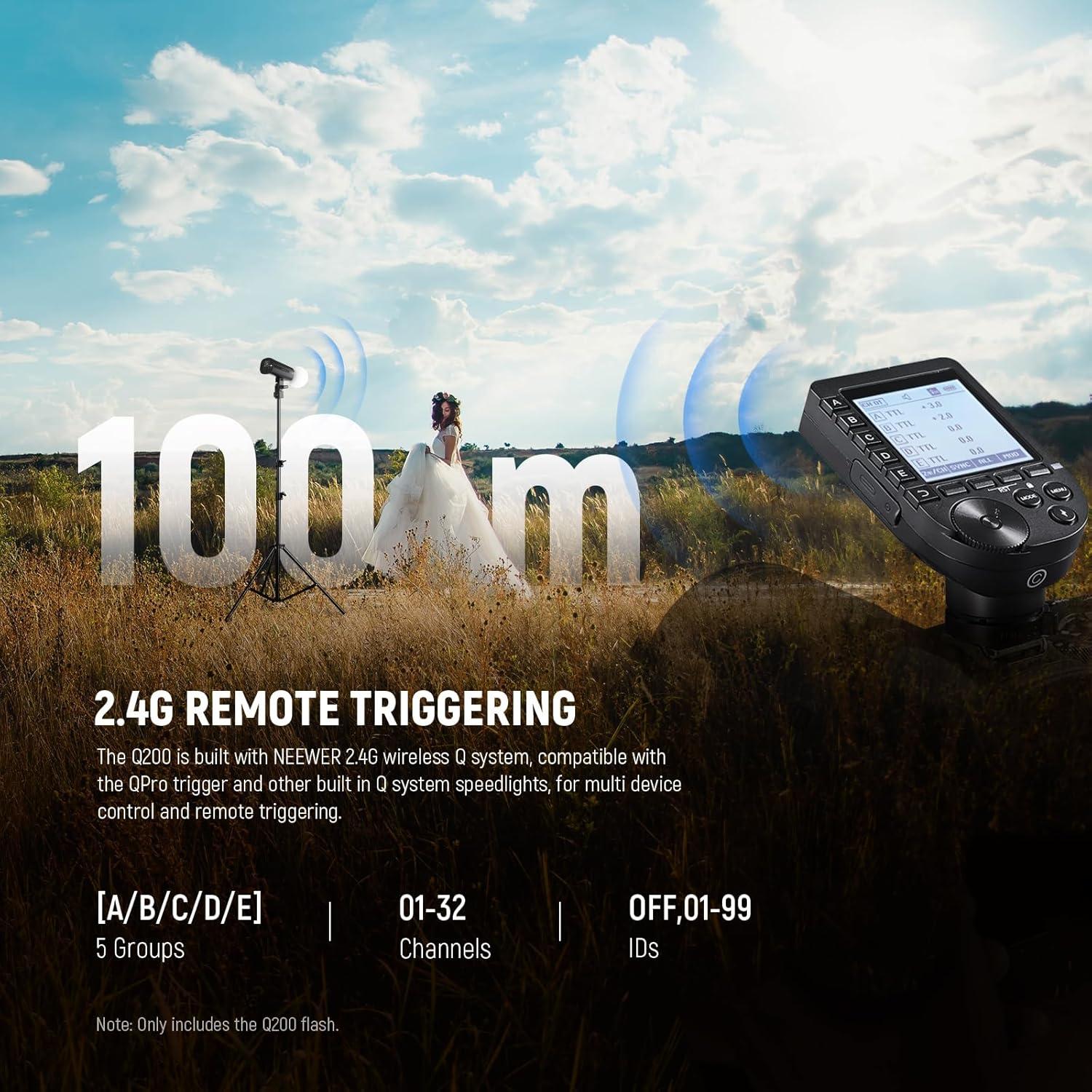 Flash Estudio NEEWER Q200 200Ws 2.4G TTL con Batería 3200mAh