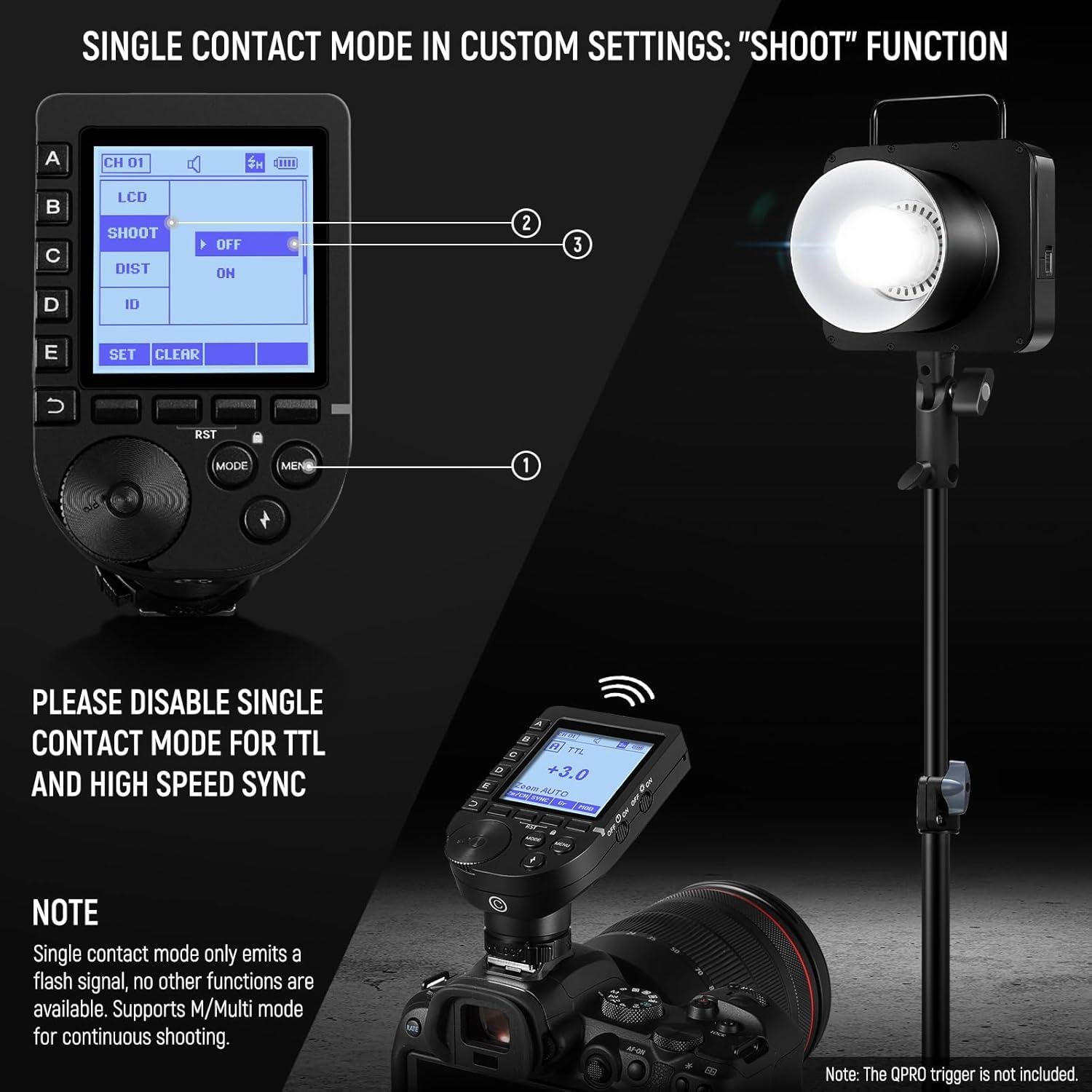 NEEWER Q4 400Ws 2.4G TTL Outdoor Studio Flash Strobe (New Look),1/8000 HSS 2800mAh Battery Powered Photography Monolight Speedlite 30W Modeling Lamp, Q4 Power Adapter and Power Cord Set Included