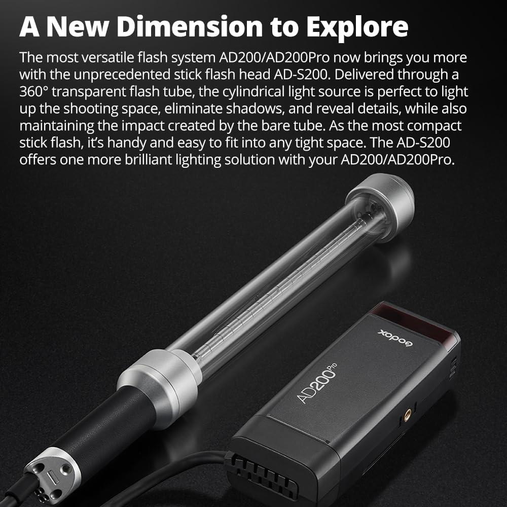 Cabeza de Flash Stick Godox AD-S200 200Ws 5800K-200K