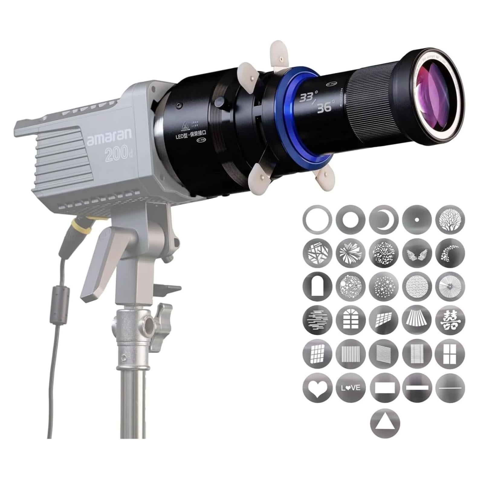 Proyector GOBO DF DIGITALFOTO con Montura Bowens y 31 Gobos