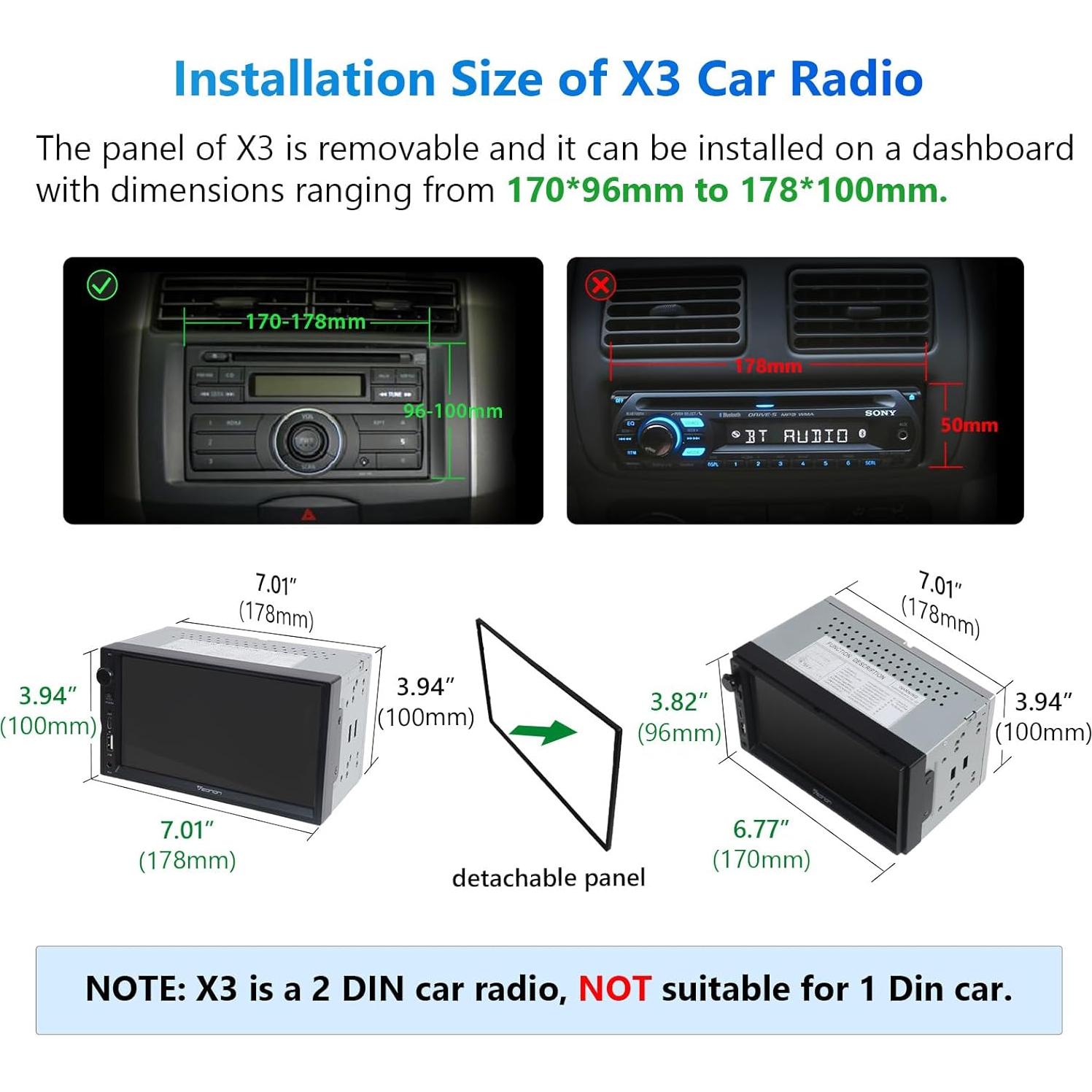 Eonon Estéreo Doble Din 7'' CarPlay Android Auto X3