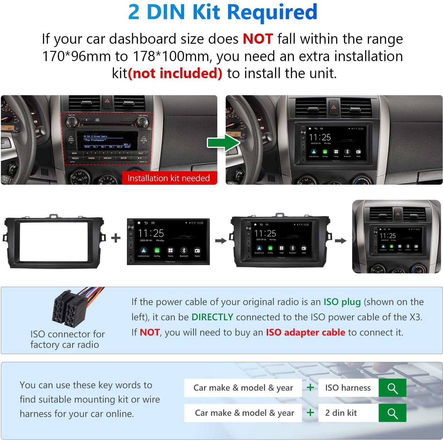 Eonon Estéreo Doble Din 7'' CarPlay Android Auto X3