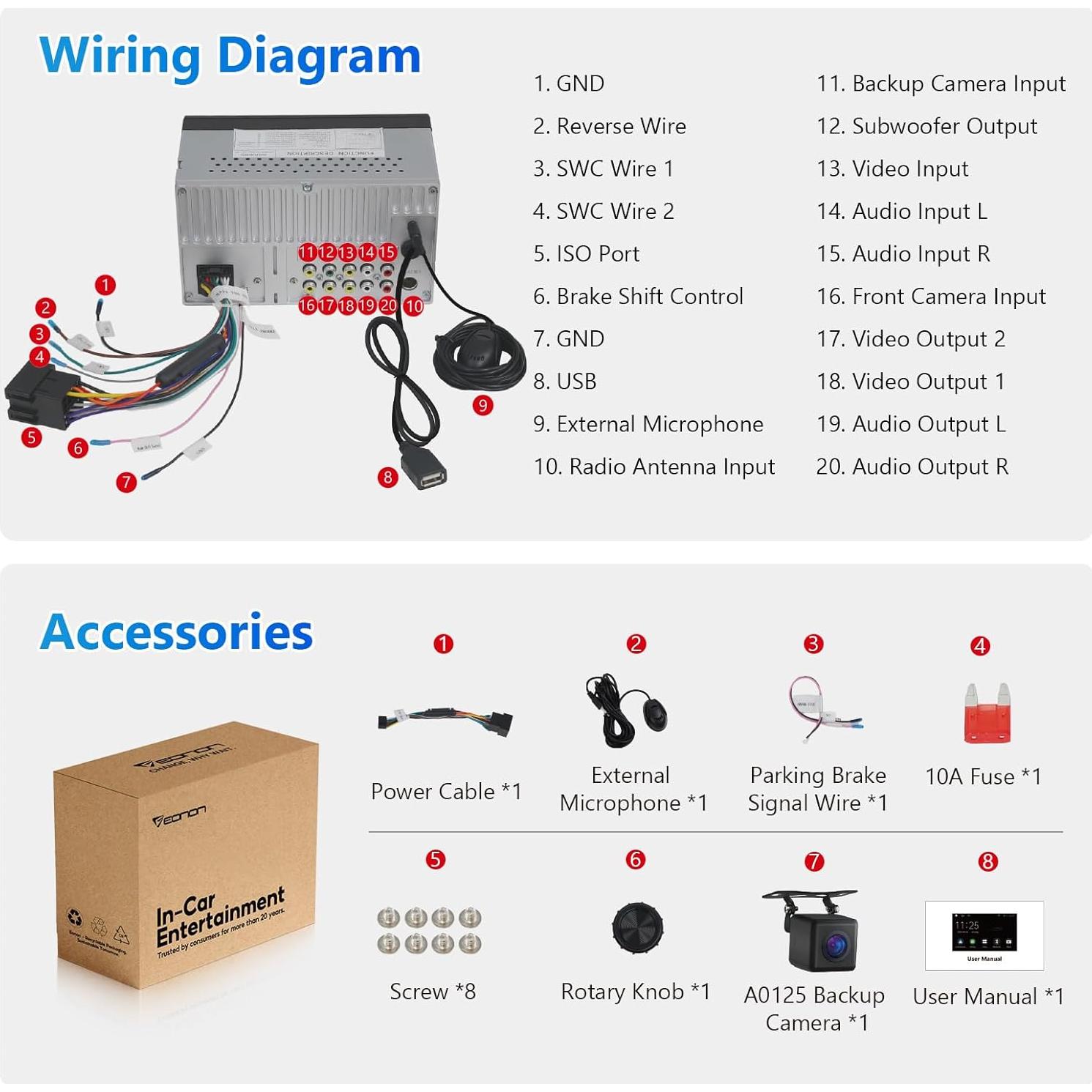 Eonon Estéreo Doble Din 7'' CarPlay Android Auto X3