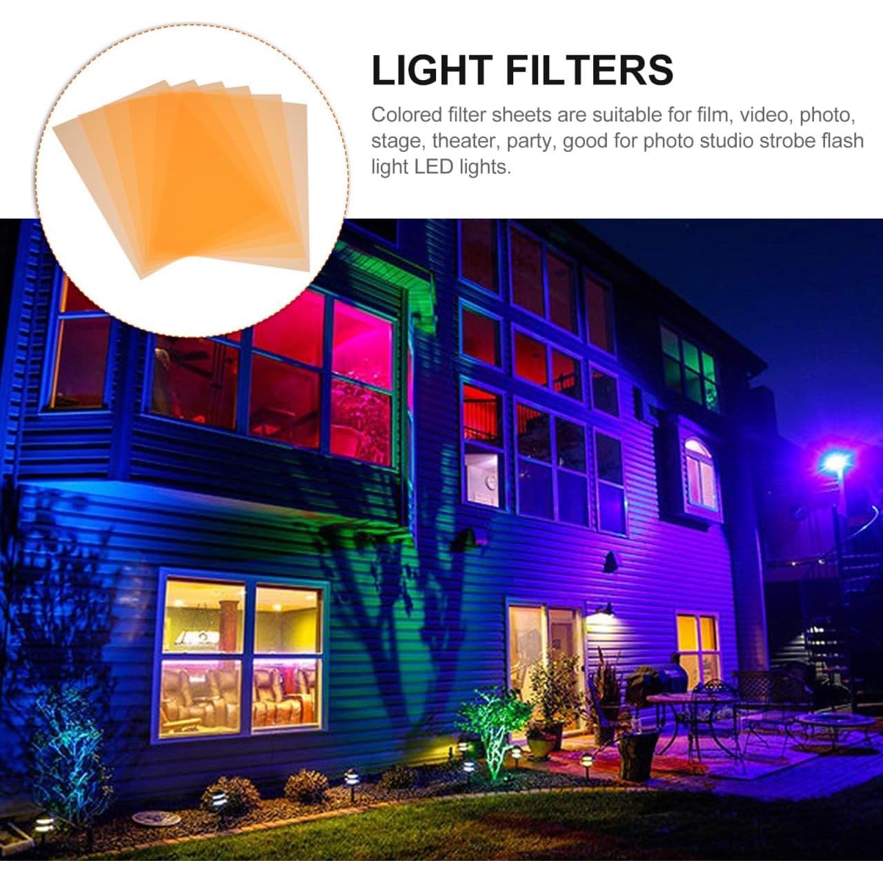 6pcs Orange PVC Light Gel Filters for Photography Film Video Education Lighting Effects Stage - Dyslexia Aid Color Correction 11.69 X 8.26 Inches