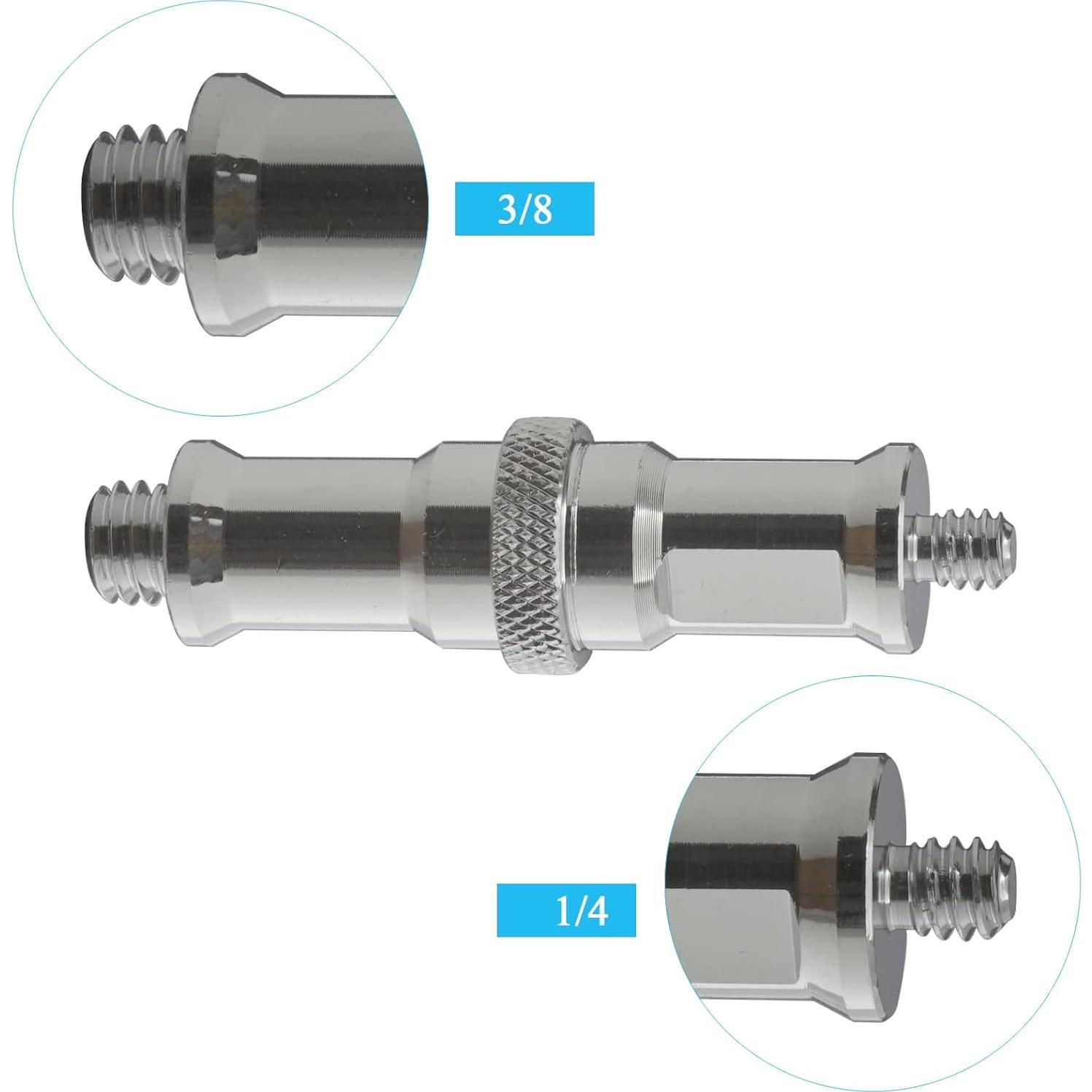 Adaptador de Tornillo Macho Metal 1/4 a 3/8 Alluneitter - 2 Piezas