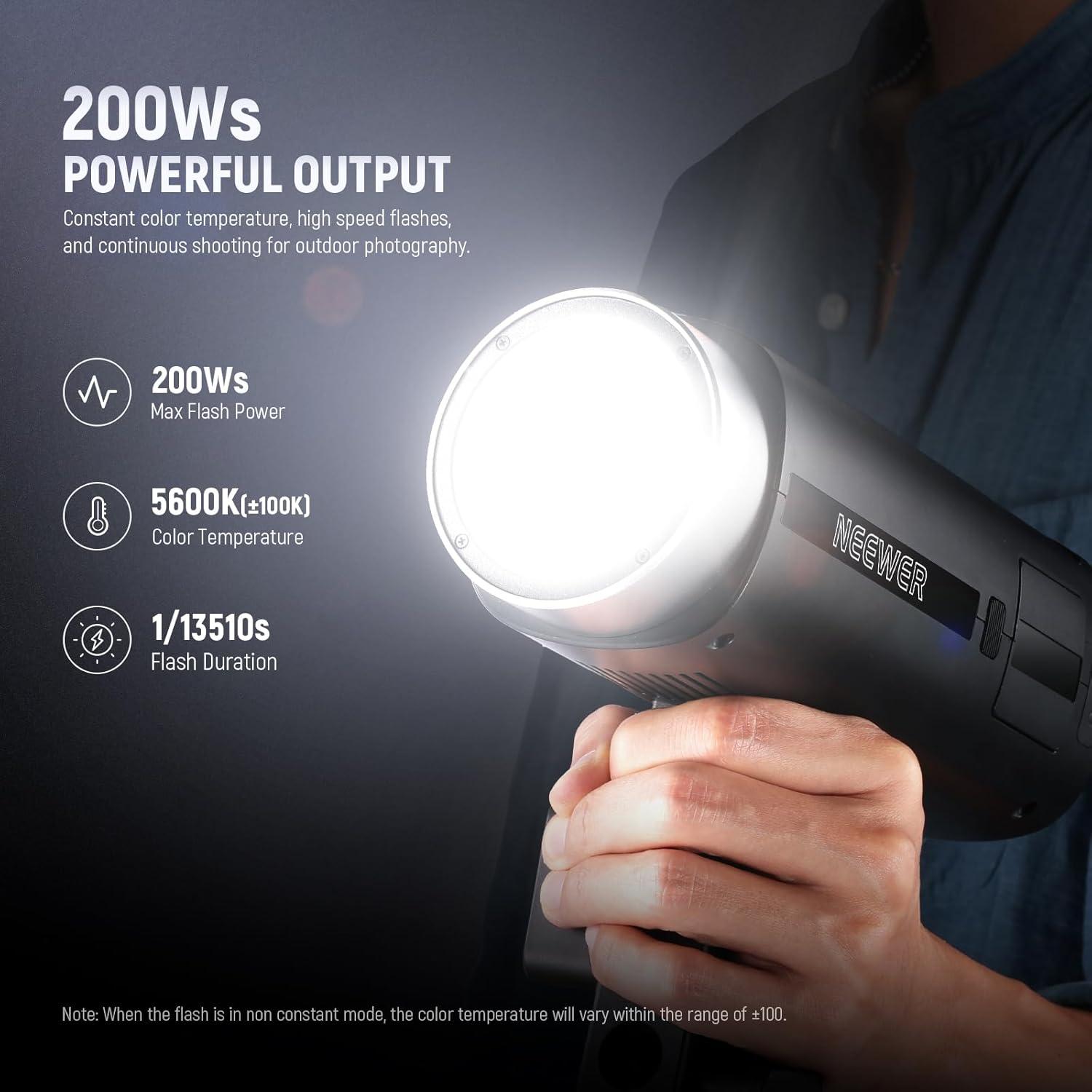 Luz Estroboscópica Neewer Q200 200Ws con Batería 3200mAh