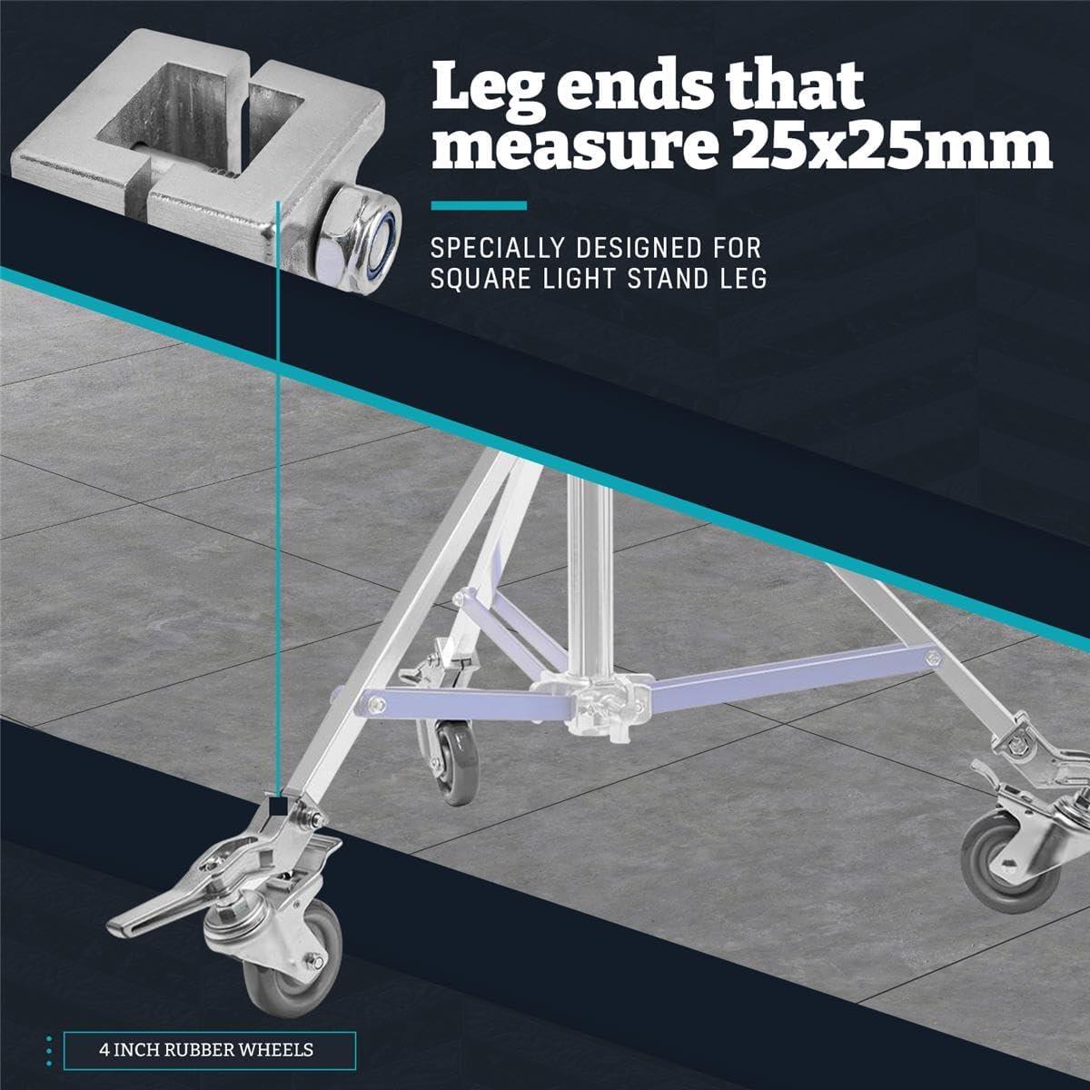 Juego de Ruedas Flashpoint para Soporte de Luz 25x25mm - 3 Piezas