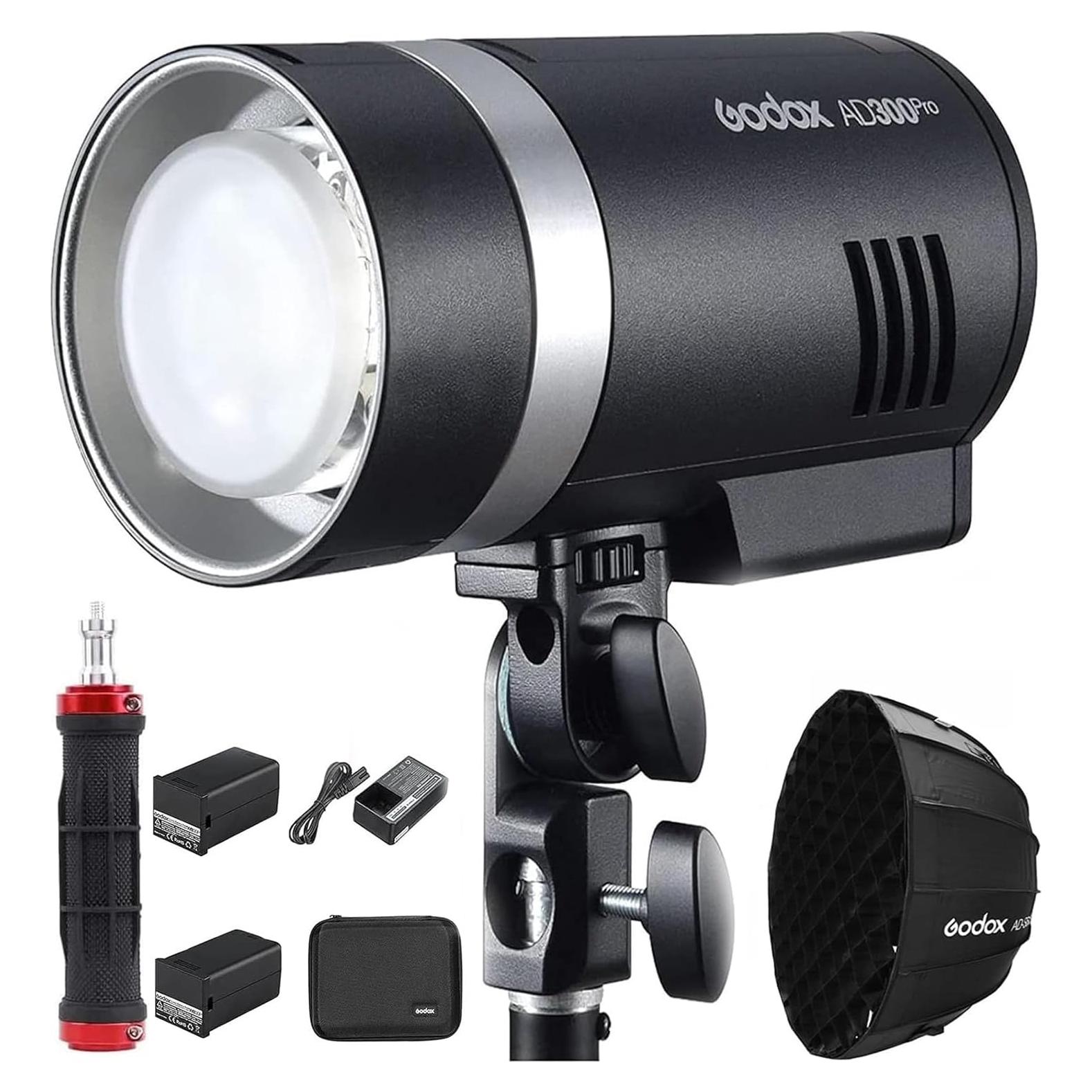 Godox AD300Pro Flash Kit | 300Ws Output, Portable Design, Extra Battery & Softbox Included | Ideal for Photography, Filmmaking | Compatible with Canon, Nikon, Sony - Pro Lighting Solution