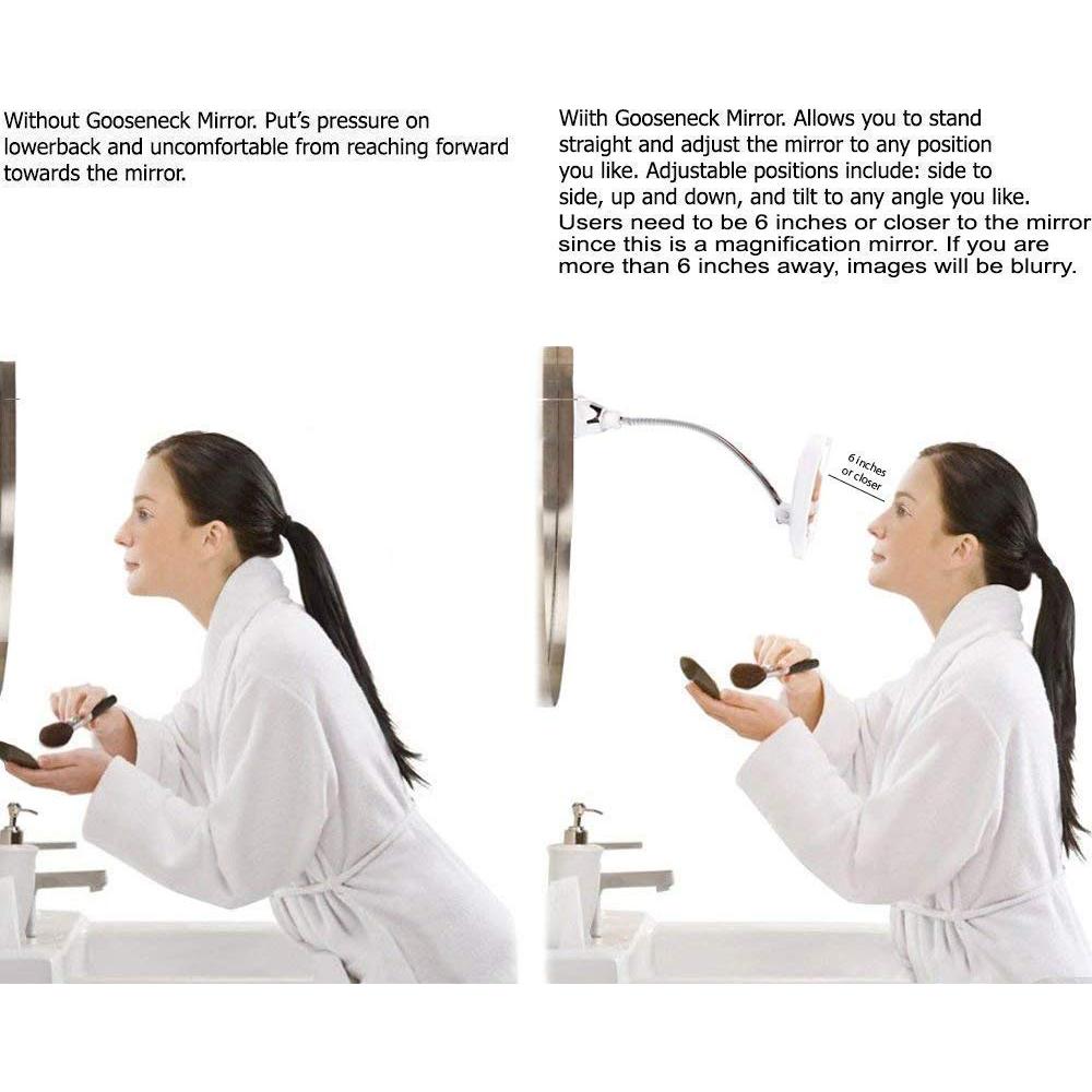 Espejo de Maquillaje SunplusTrade 7X con Luces LED y Cuello Flexible