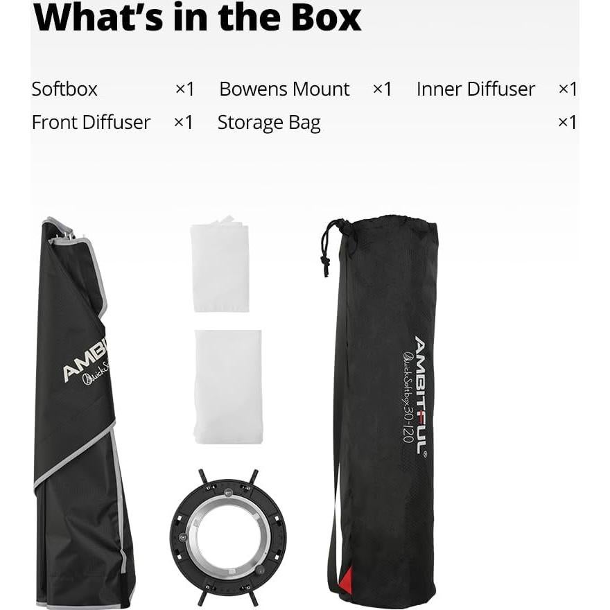 Softbox 60x90cm AMBITFUL Montaje Bowens Textil Reflectante