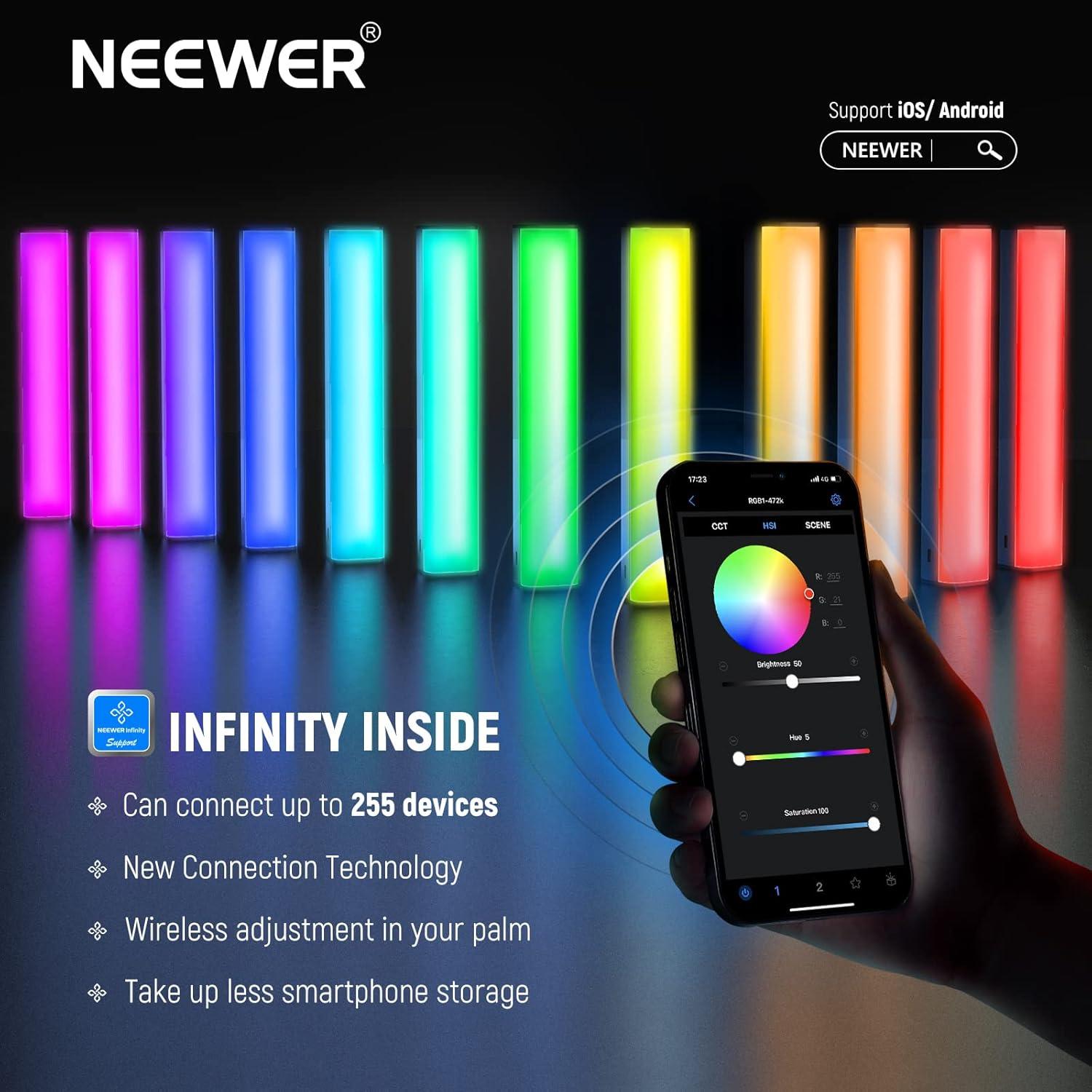 Varita de Luz LED NEEWER RGB1 Oro Rosa, 3200K-5600K, 6400mAh