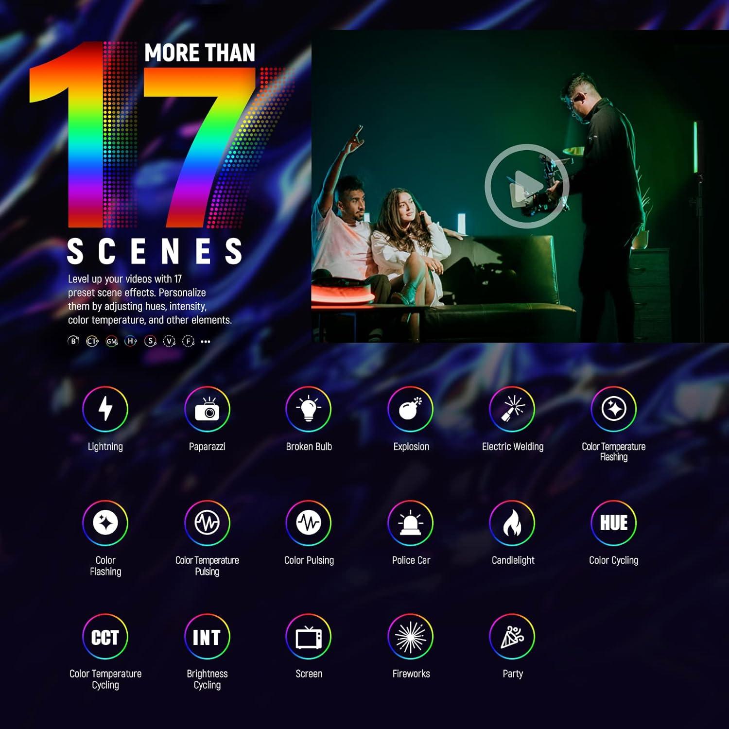 Varita de Luz LED NEEWER RGB1 Oro Rosa, 3200K-5600K, 6400mAh