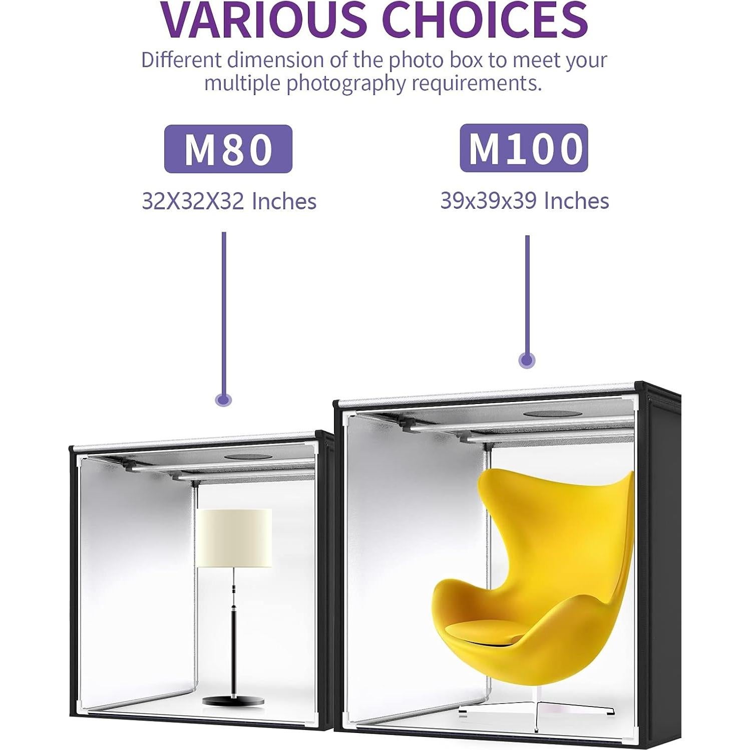 Caja de Luz SAMTIAN 80x80x80 cm con 126 LED y 4 Fondos