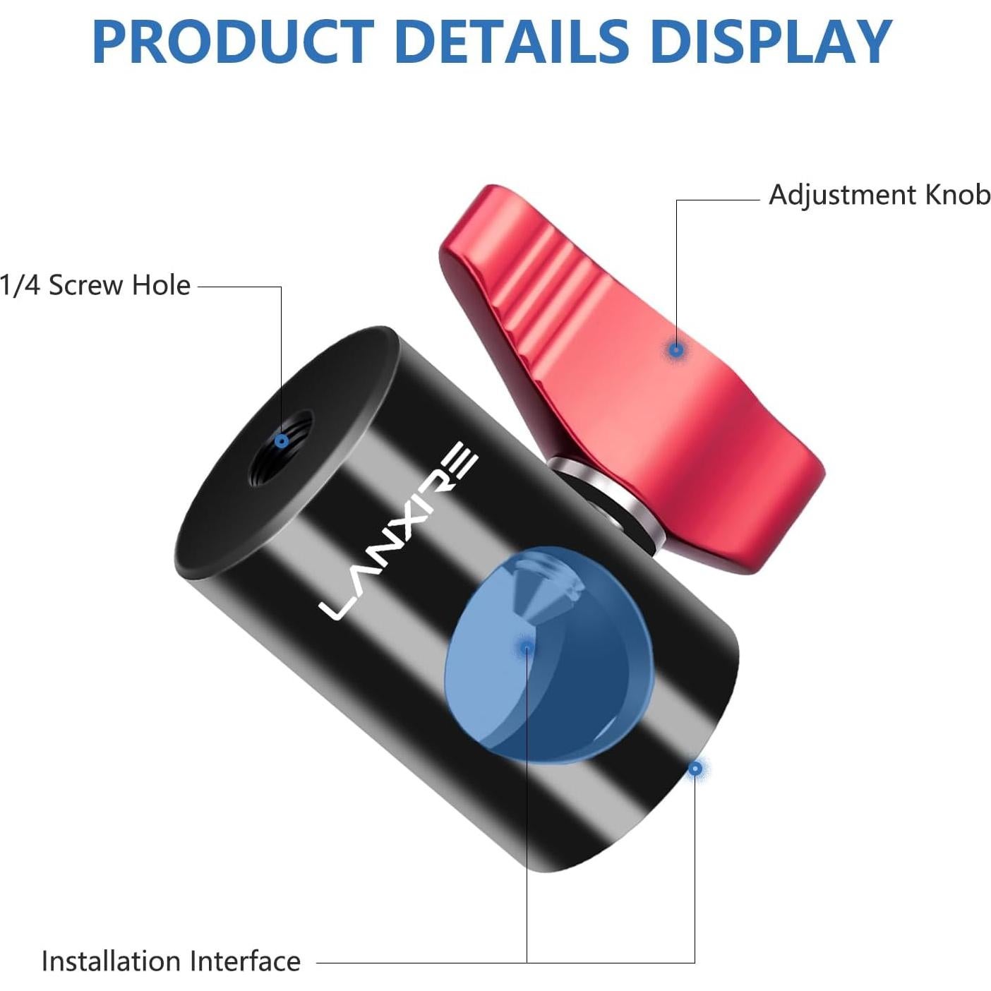 Adaptador de Montaje Lanxire 16mm con Tornillo 1/4" - Paquete de 2