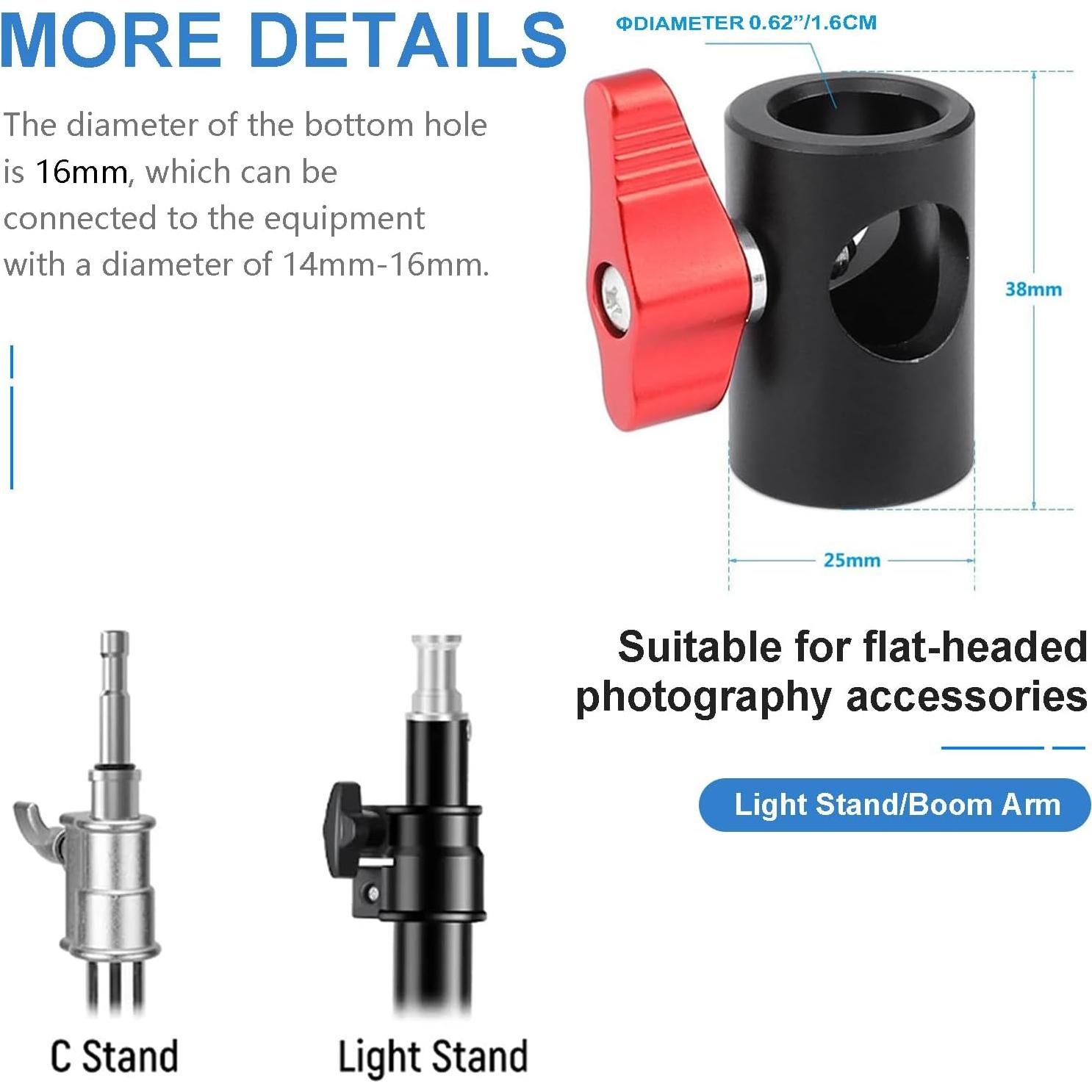 Adaptador de Montaje Lanxire 16mm con Tornillo 1/4" - Paquete de 2